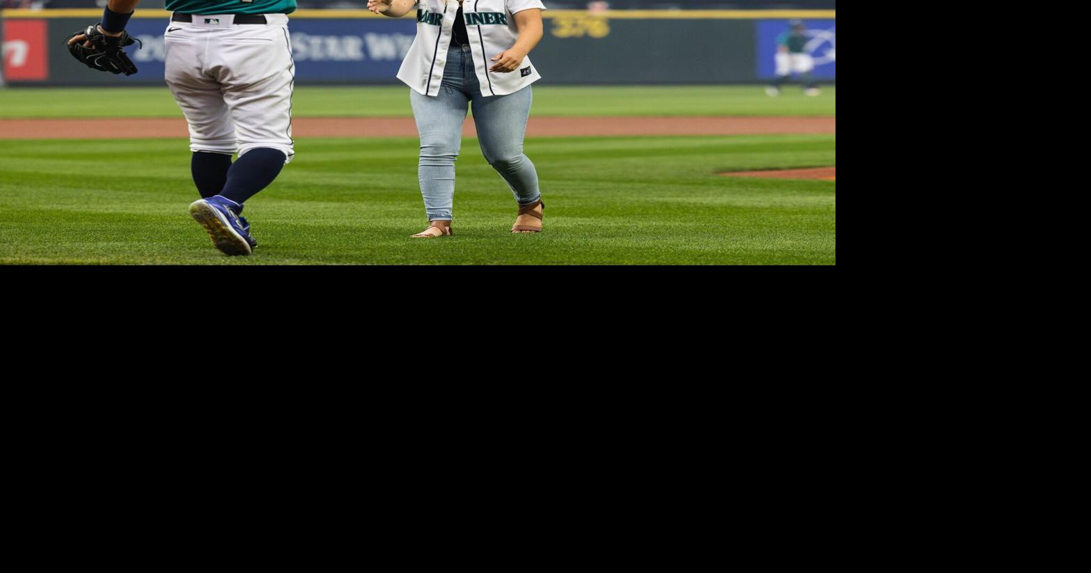 Iris Skinner, aka 'Ichiro Girl,' throws out Ichiro Weekend first pitch