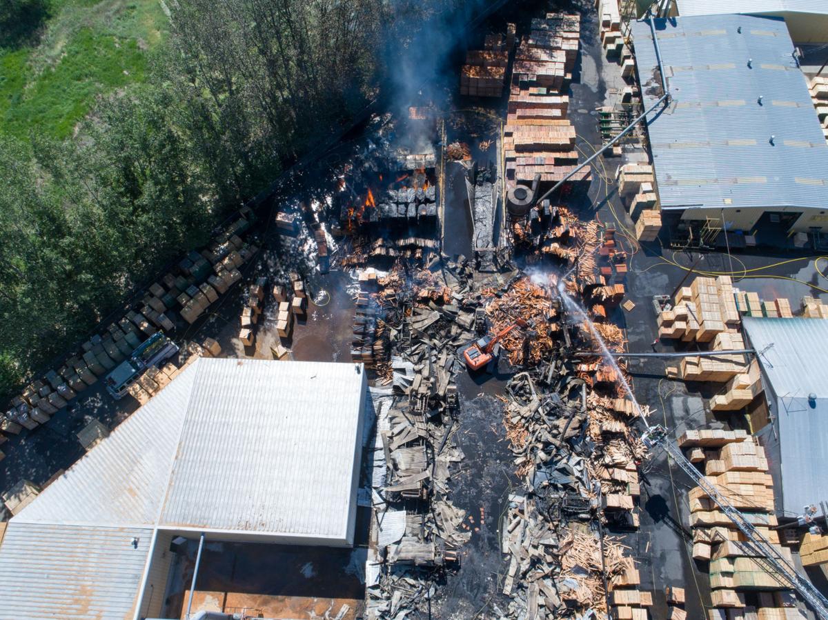 Drone photos show extent of damage to pallet factory News Photos