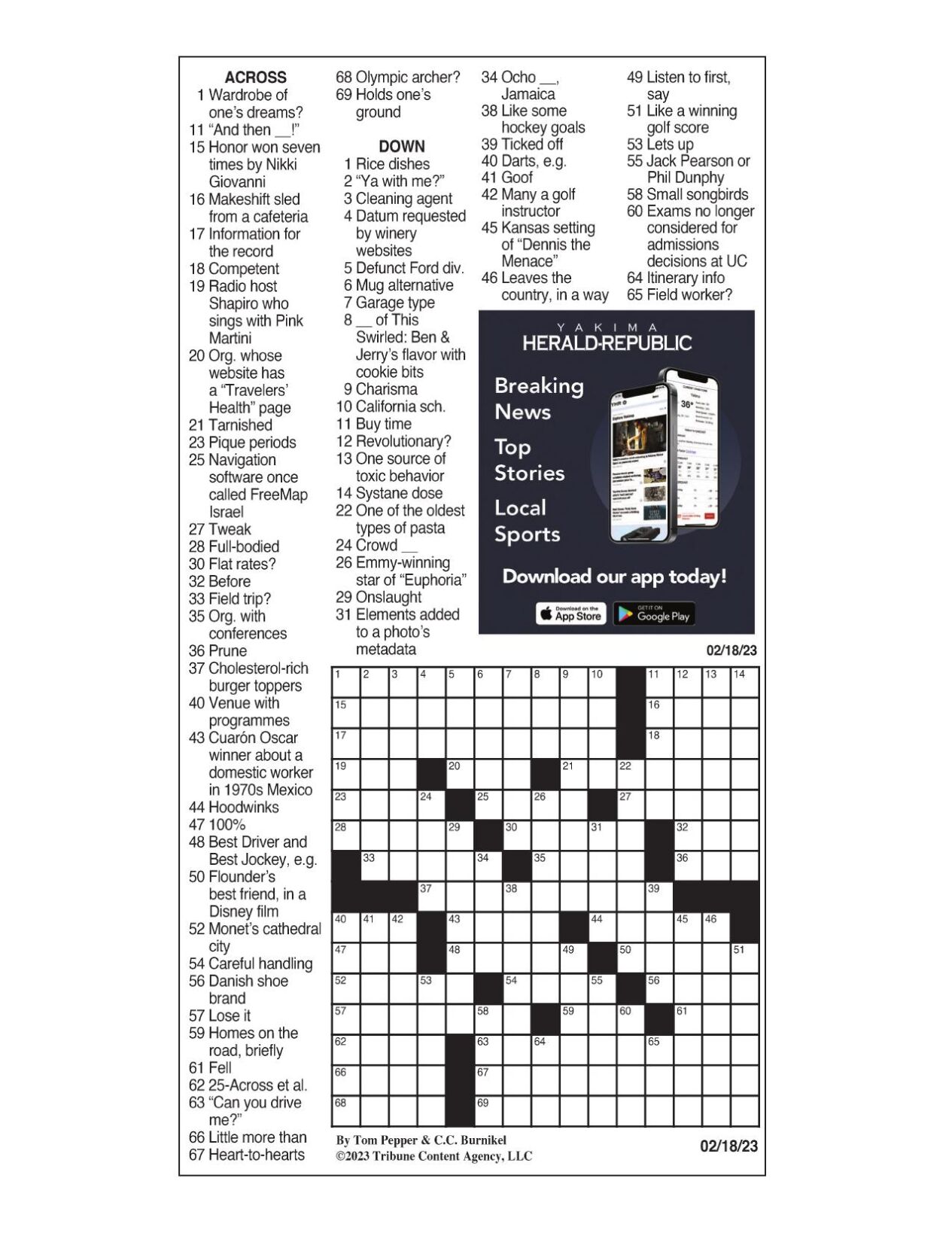 LA Times Crossword 18 Feb 23, Saturday 