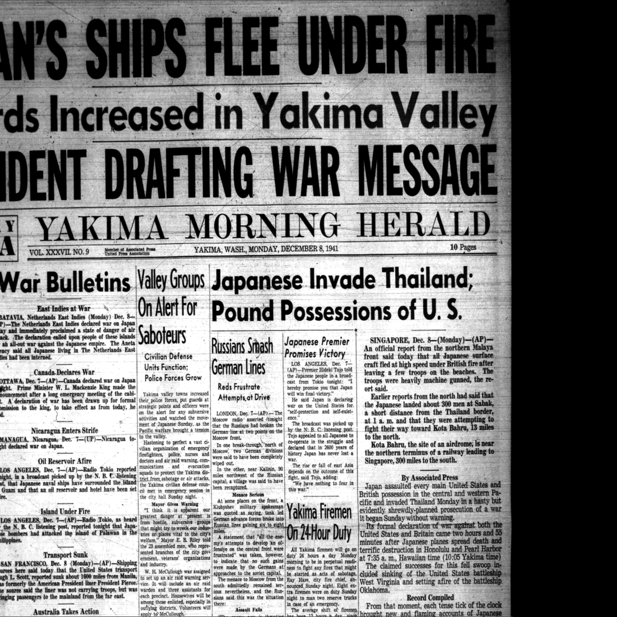 The News As It Happened Front Pages From The Pearl Harbor Attacks Photos Yakimaherald Com