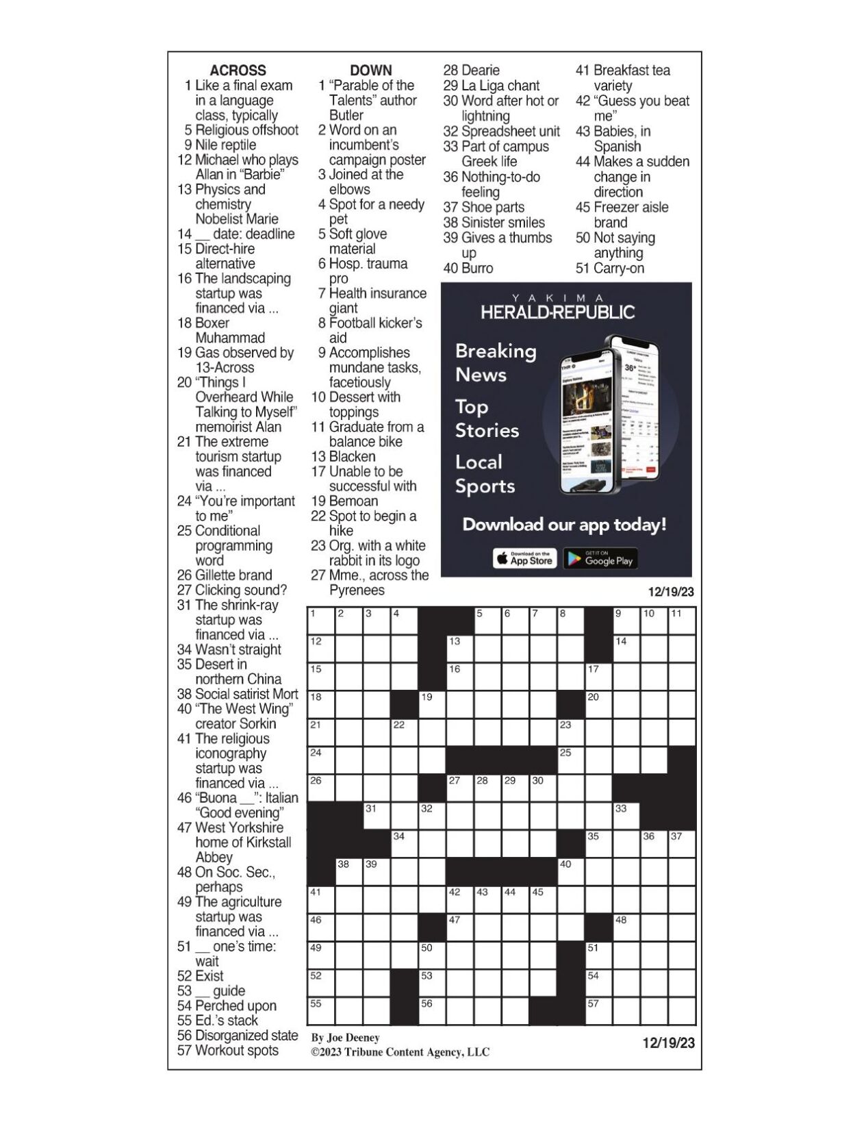 LA Times Crossword 3 Nov 19, Sunday 