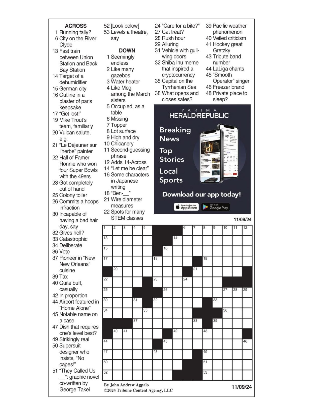 La times crossword: nov. 9, 2024 | crosswords | yakimaherald.com