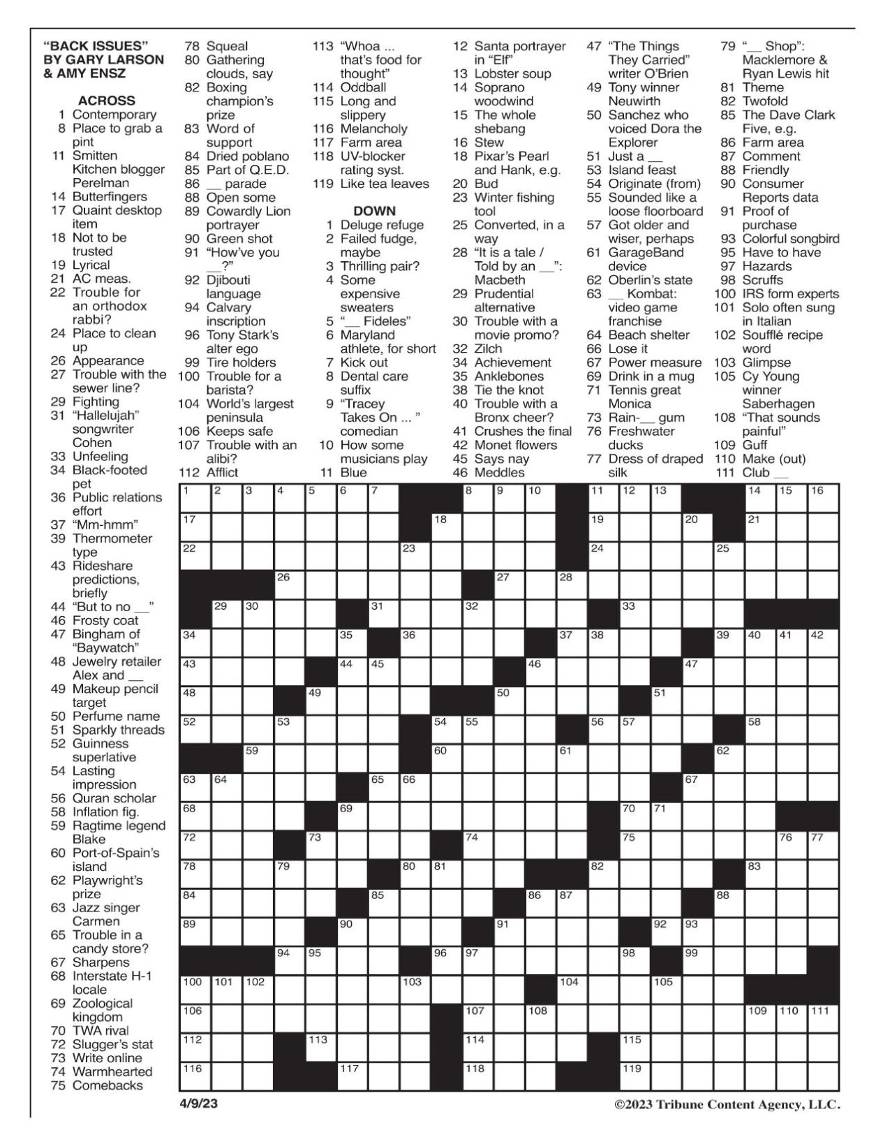 LA Times Crossword Answers Sunday April 23rd 2023