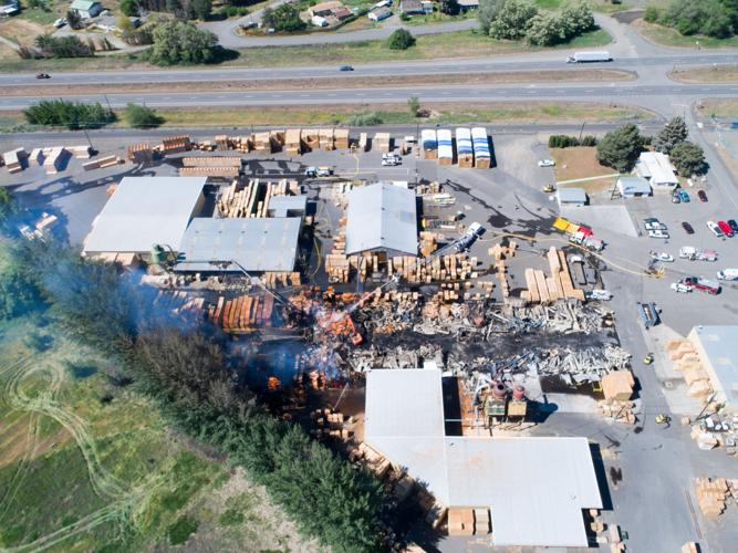 Drone photos show extent of damage to pallet factory News Photos