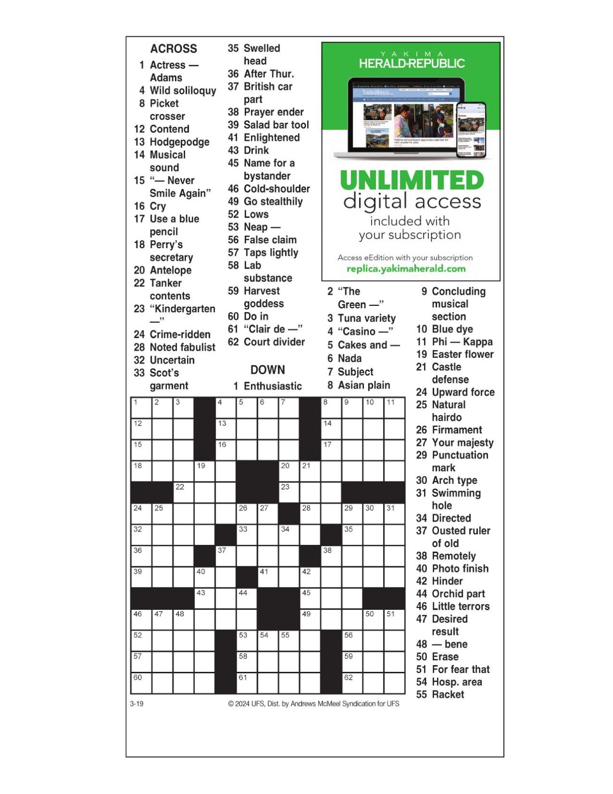 AM Crossword March 19, 2024 Crosswords