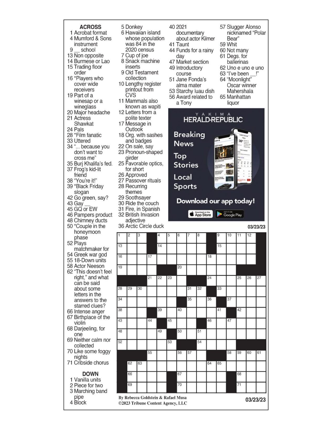 LA Times Crossword March 23, 2023 Crosswords