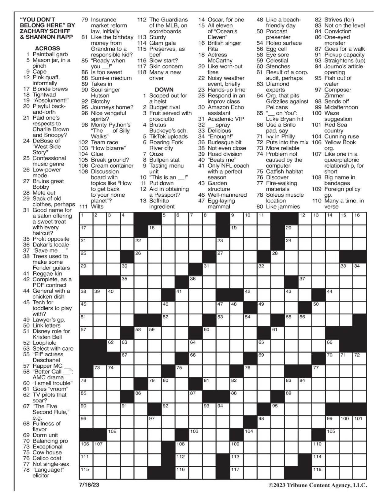 LA Times Crossword Answers 22 Jul 16, Friday 