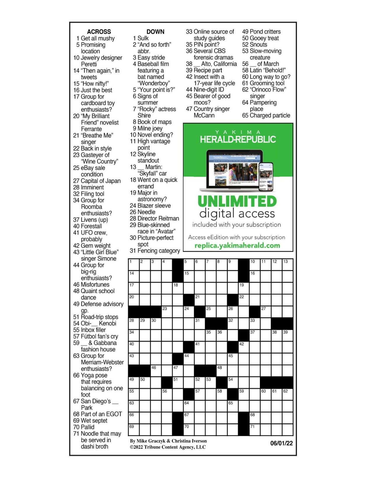 LA Times Crossword June 1, 2022 Crosswords