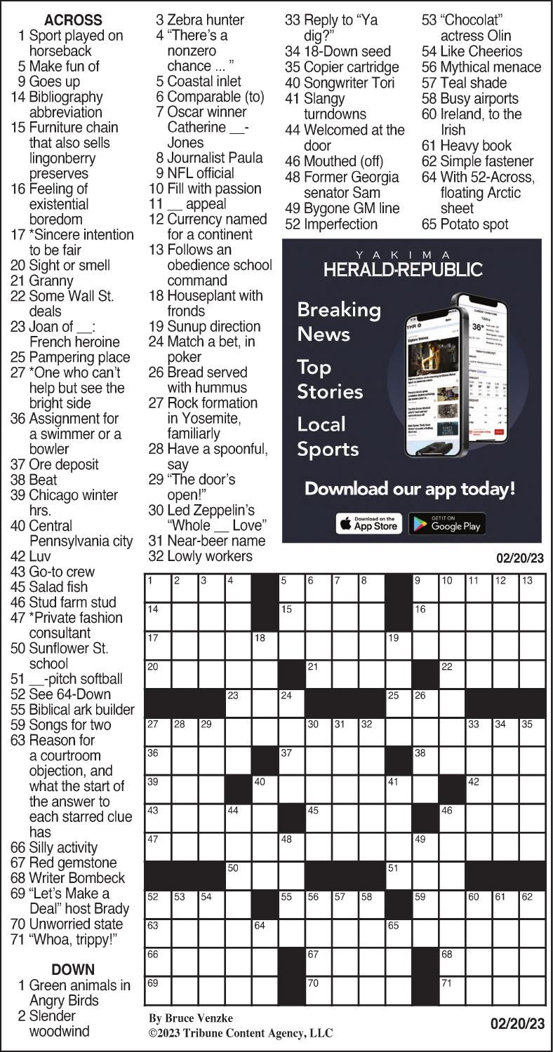 LA Times Crossword 23 Feb 20, Sunday 