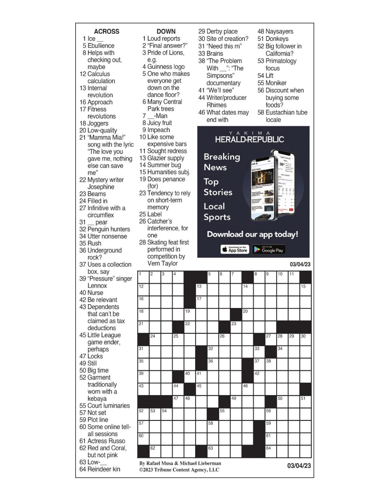 LA Times Crossword March 4, 2023 Crosswords