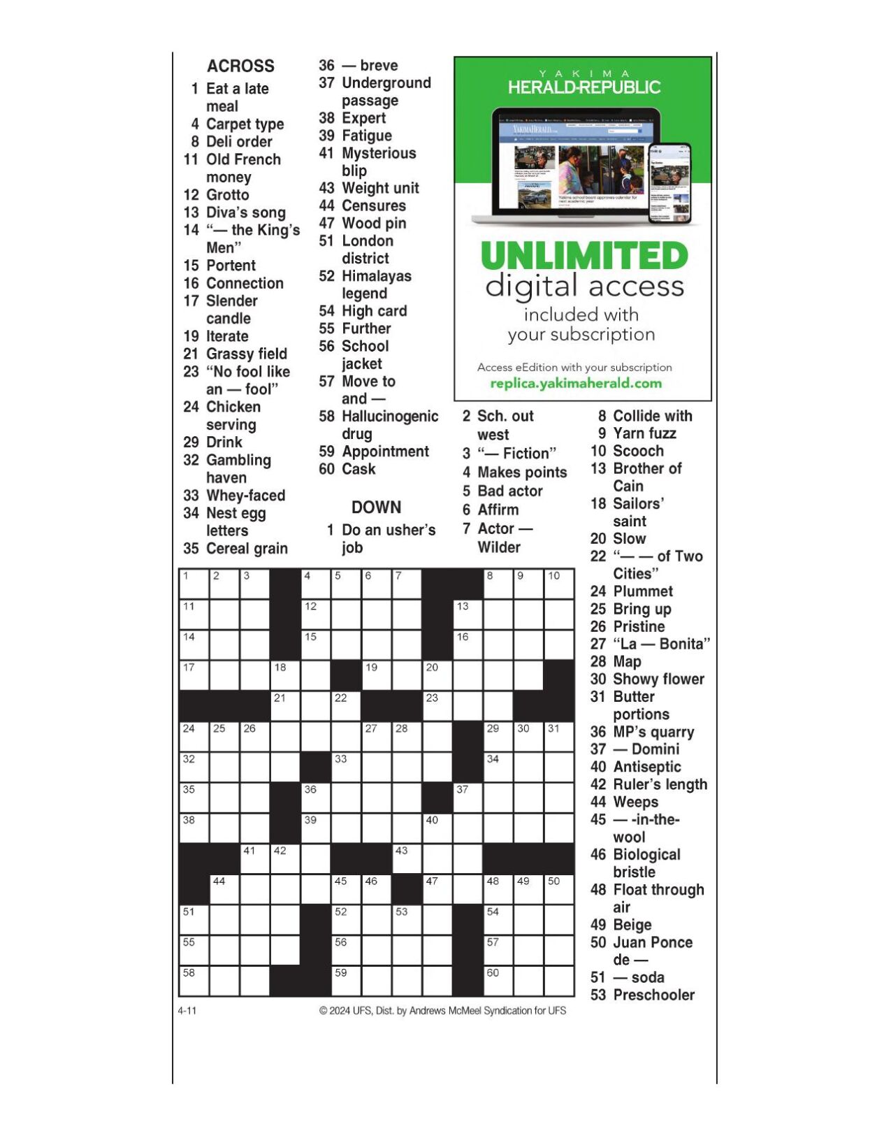 AM Crossword April 11, 2024 Crosswords