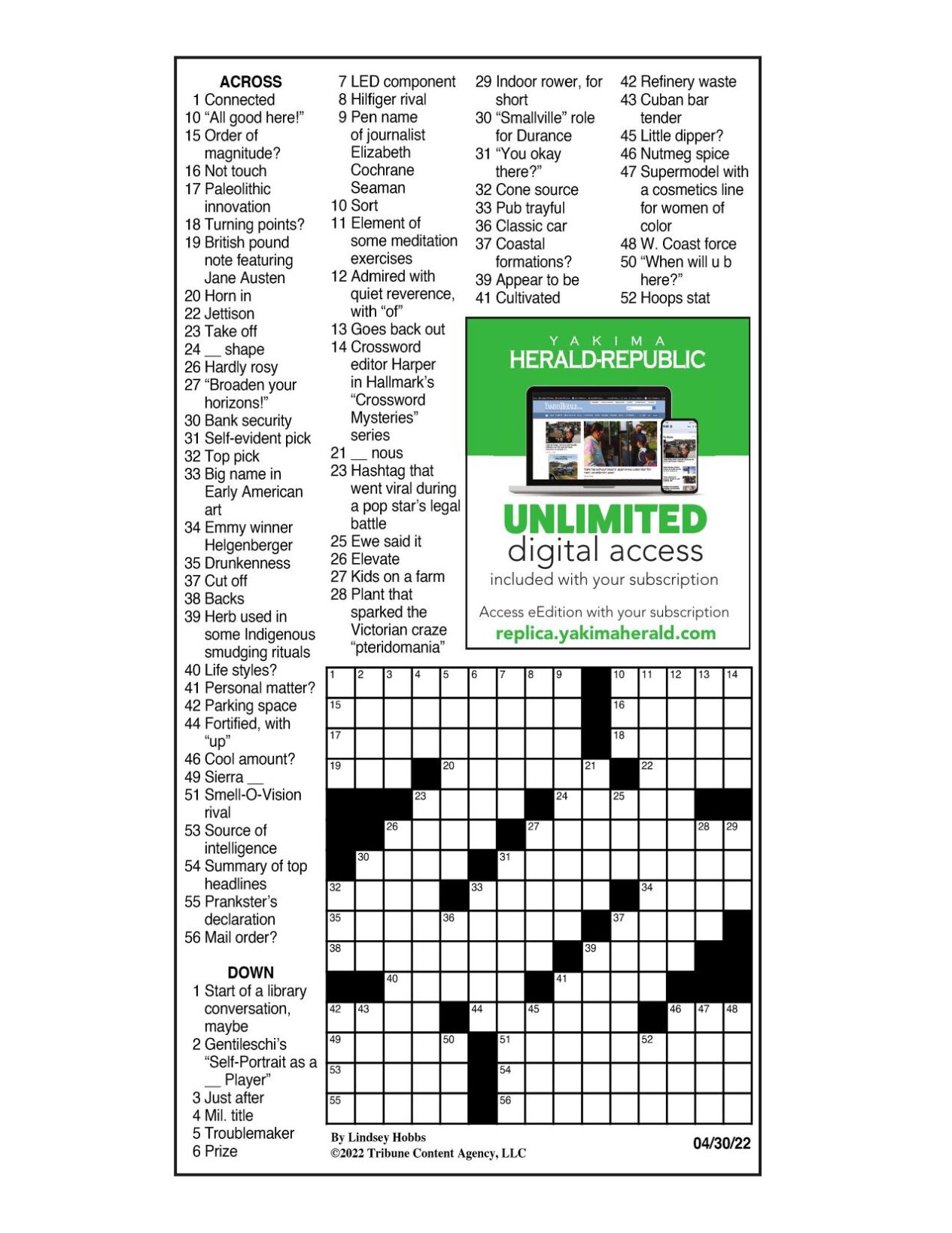 LA Times Crossword 10 Apr 22, Sunday 