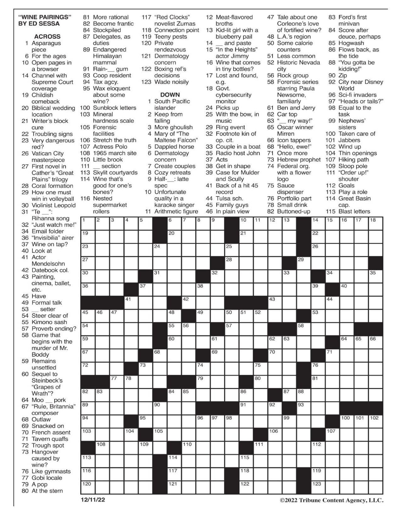 La Times Crossword Chicago Tribune