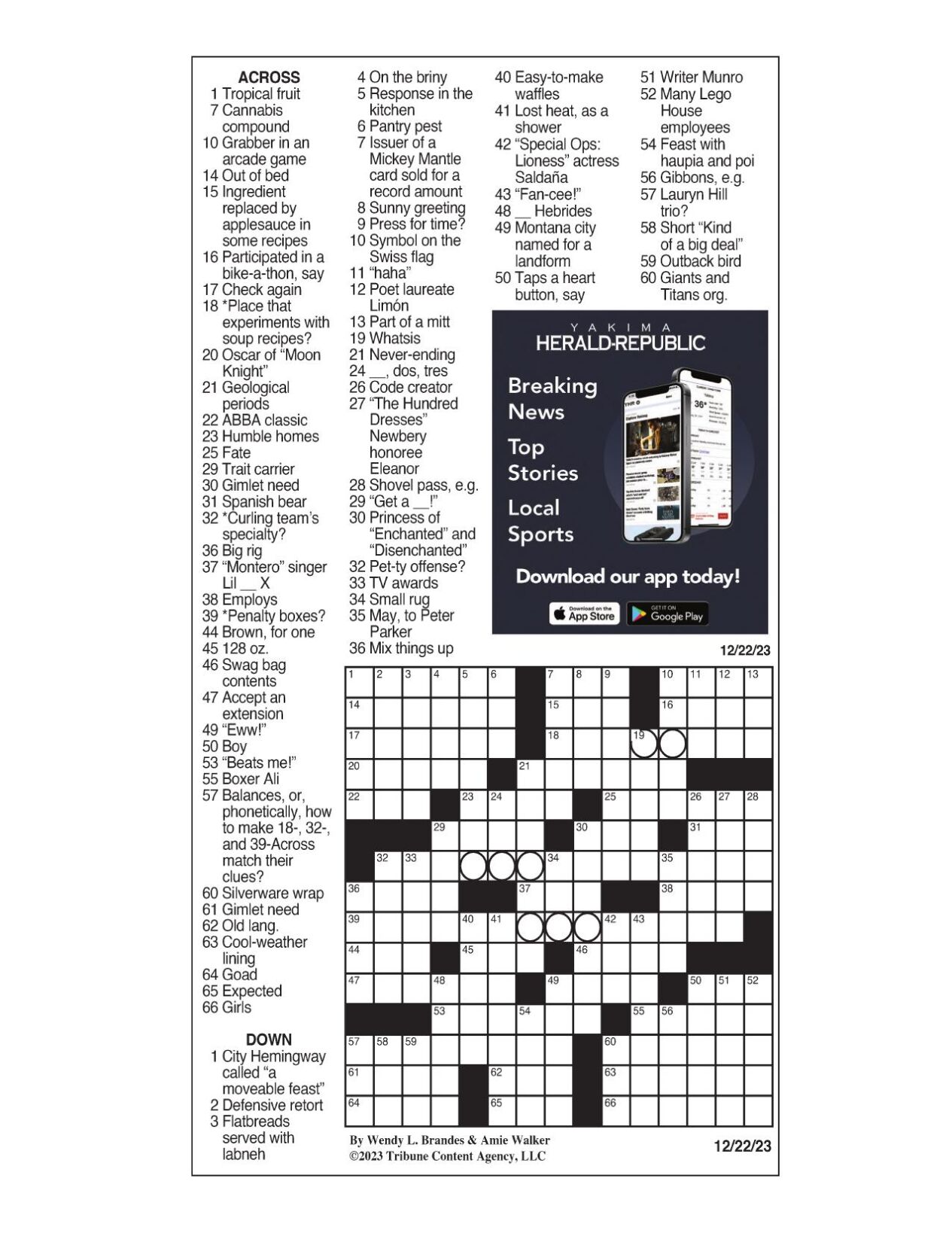 LA Times Crossword Dec. 22, 2023 Crosswords