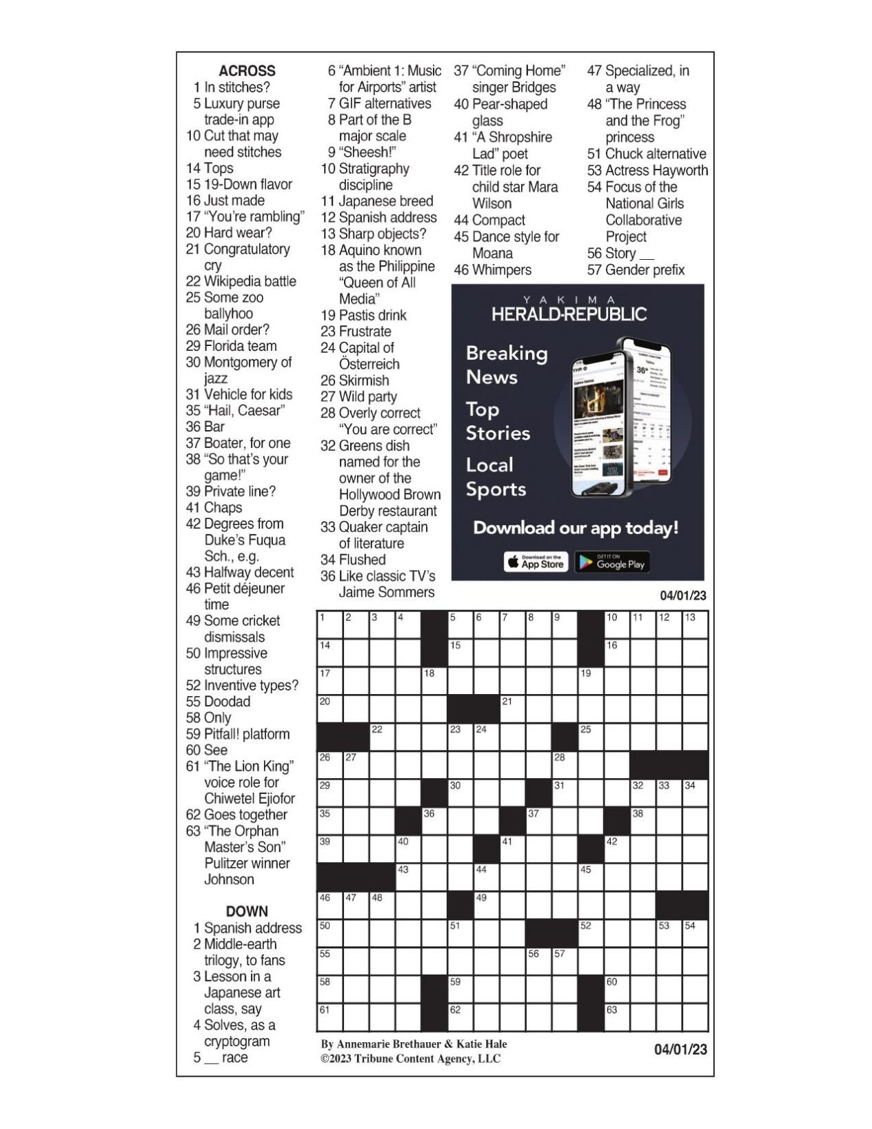 LA Times Crossword April 1, 2023 Crosswords