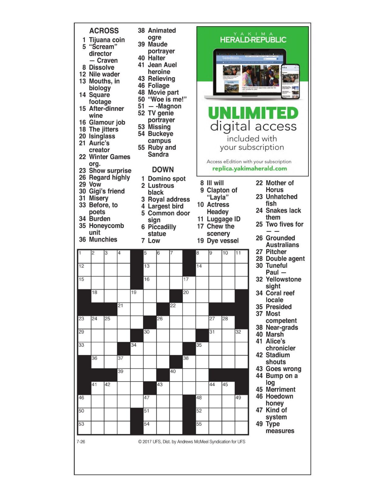 AM Crossword July 26, 2023 Crosswords