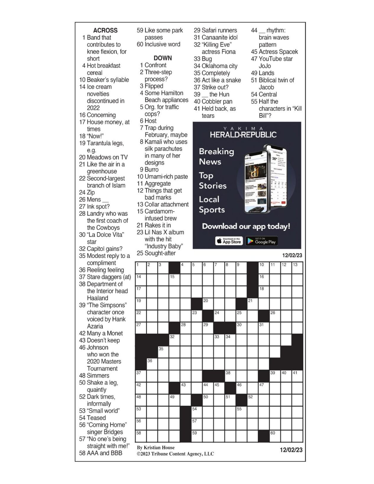 LA Times Crossword 22 Dec 20, Tuesday 