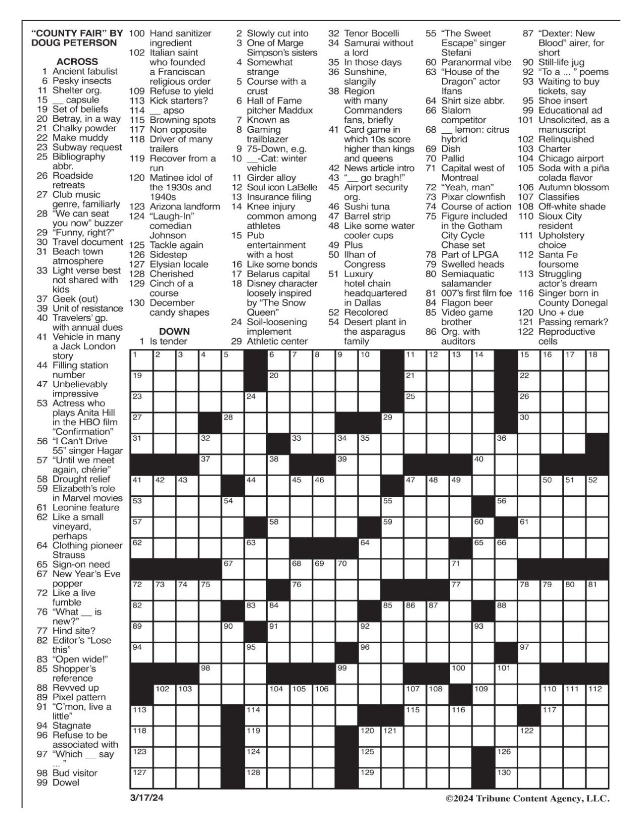 LA Times Crossword March 17, 2024 Crosswords