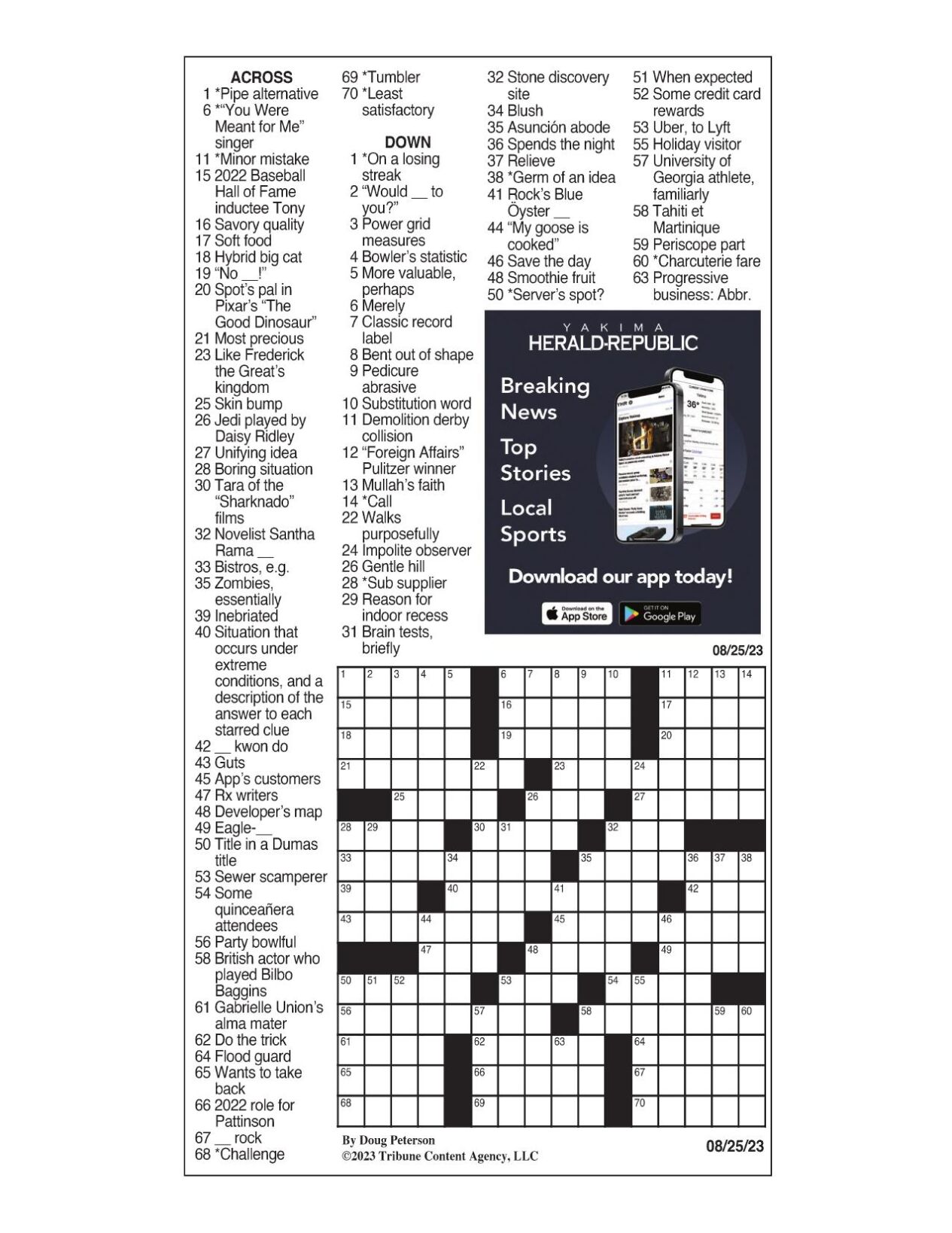 La times crossword: aug. 25, 2023 | crosswords | yakimaherald.com