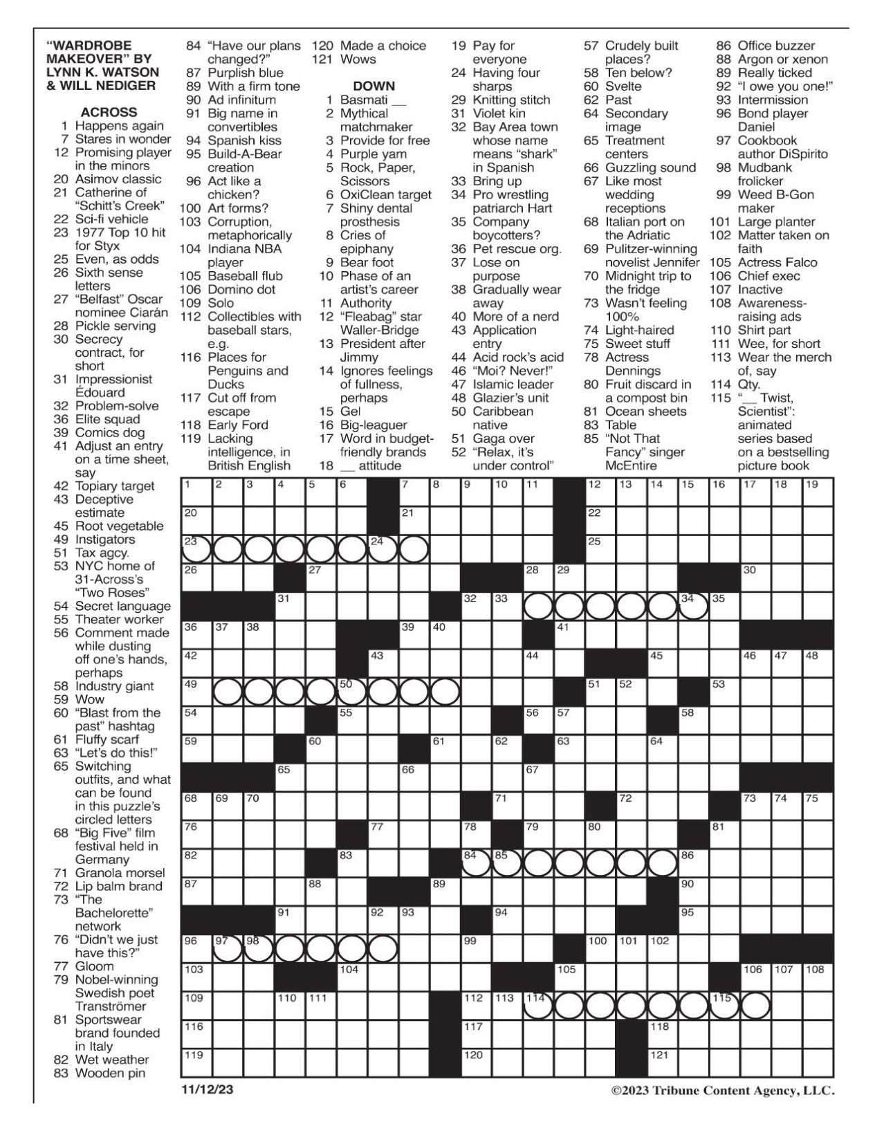 LA Times Crossword 7 Nov 22, Monday 