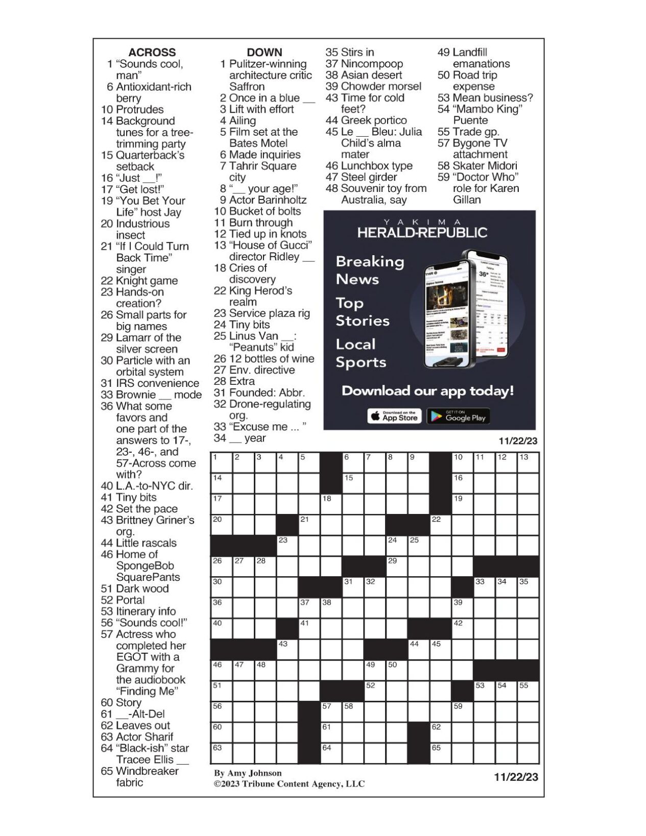 LA Times Crossword 7 Nov 22, Monday 