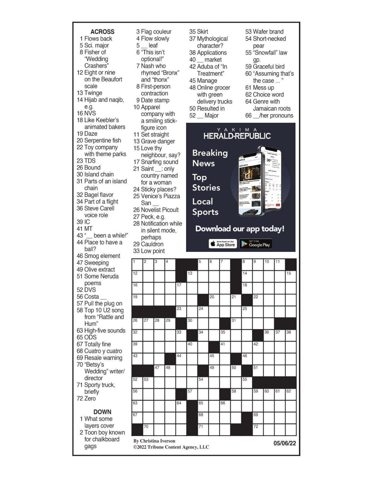 LA Times Crossword: May 22, 2022, Crosswords