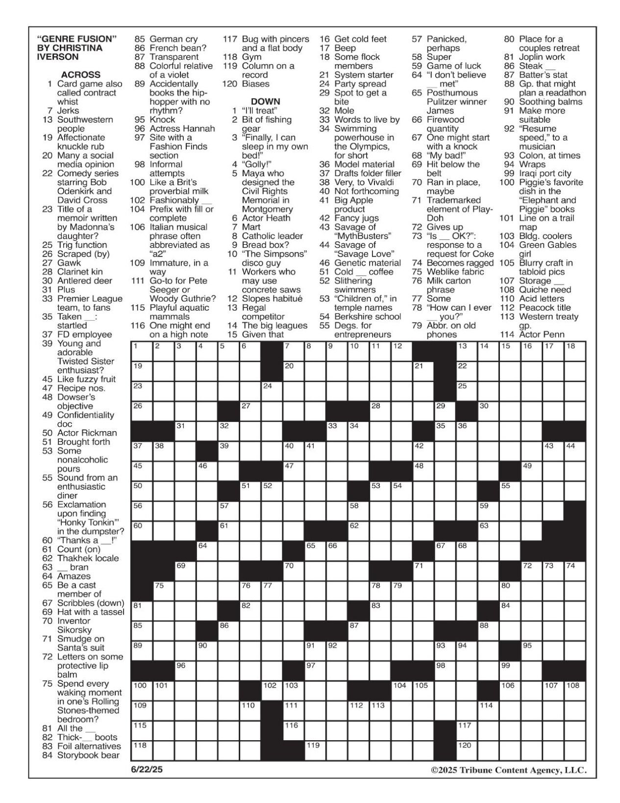 la times crossword: june 22, 2025 | crosswords | yakimaherald
