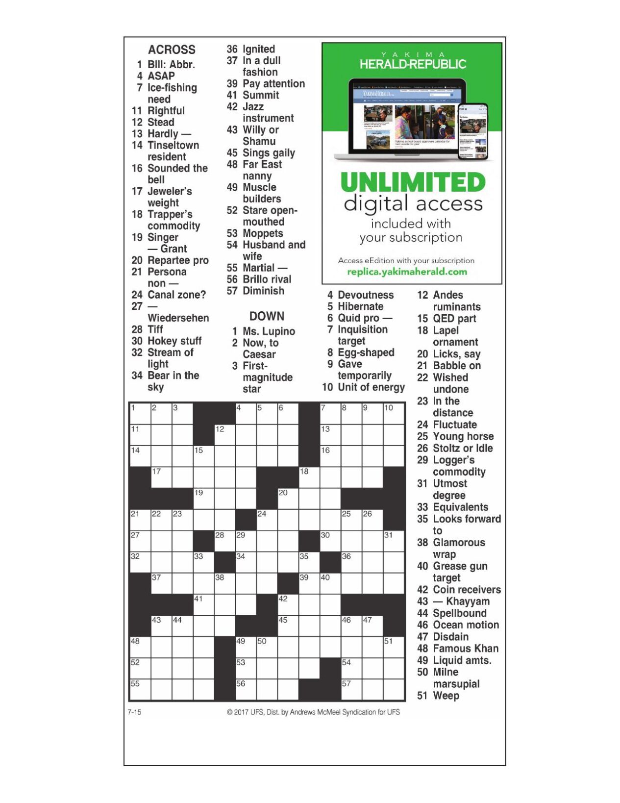 Puzzles: Printable Crossword - Issue: July 28, 2023