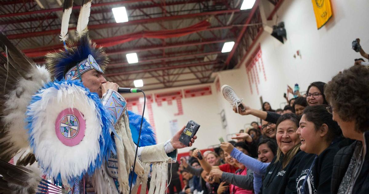 Native American rapper and dancer Supaman performing at Yakima Valley ...