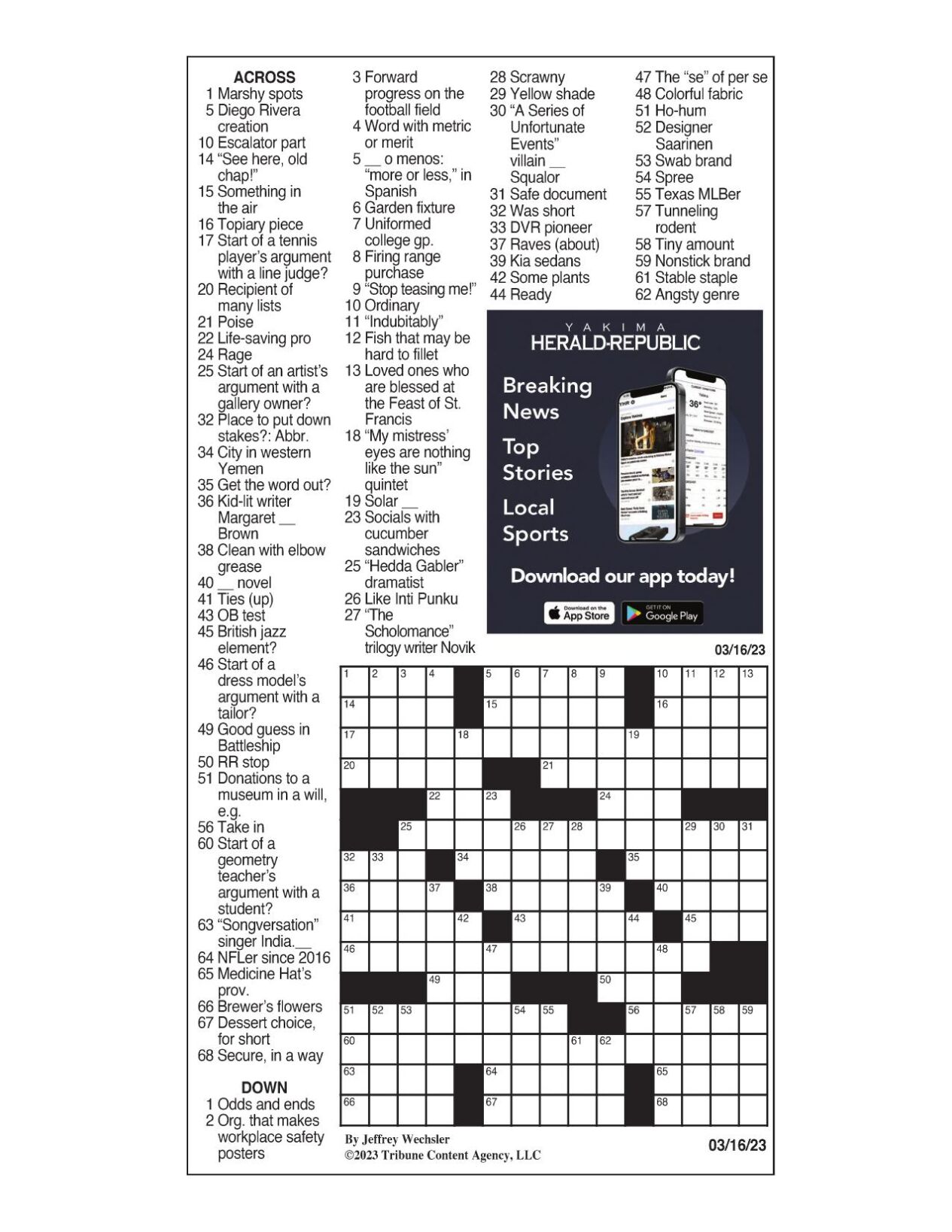 LA Times Crossword March 16, 2023 Crosswords