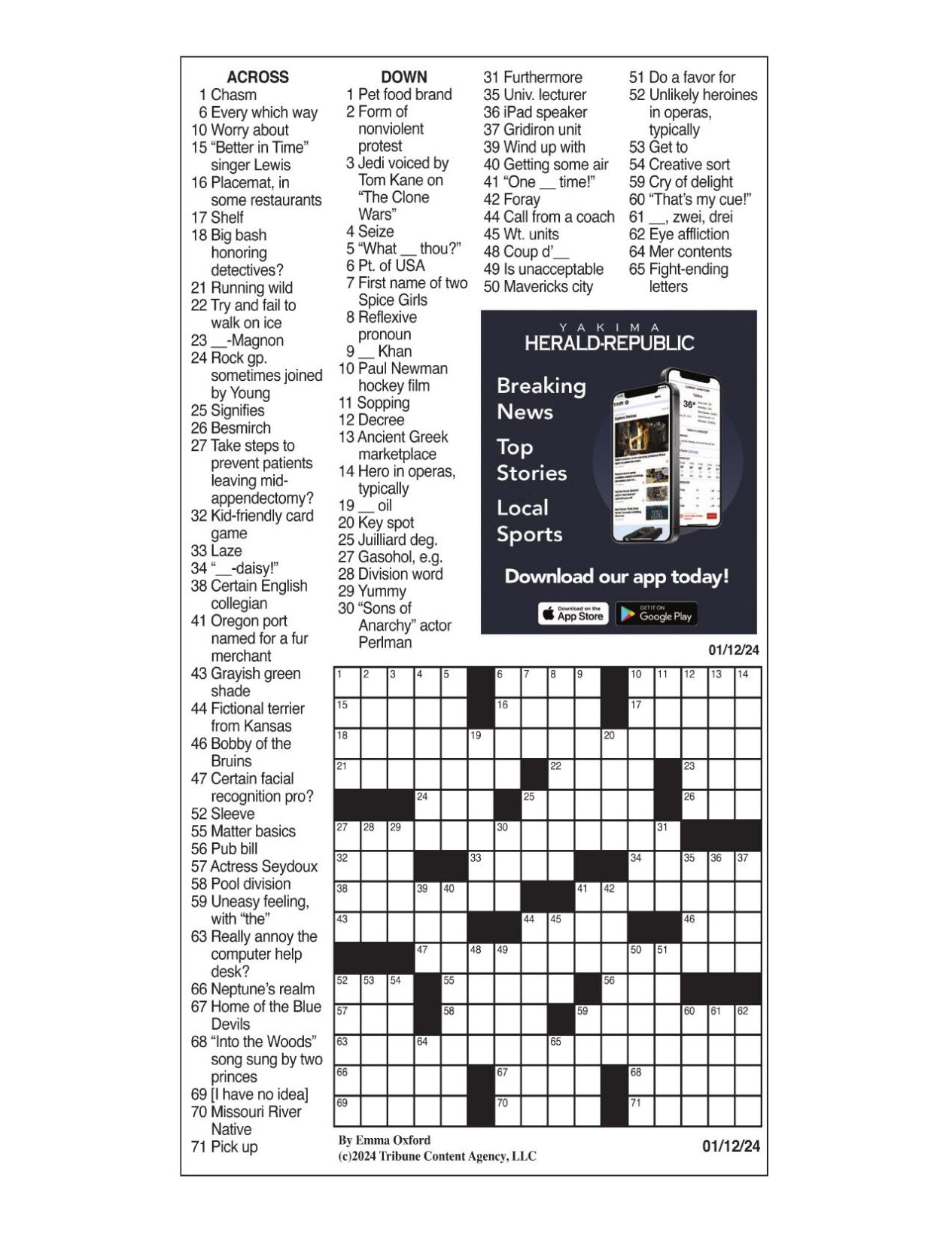 LA Times Crossword Jan 12 2024 Crosswords Yakimaherald Com   65a0b1be13662.preview 