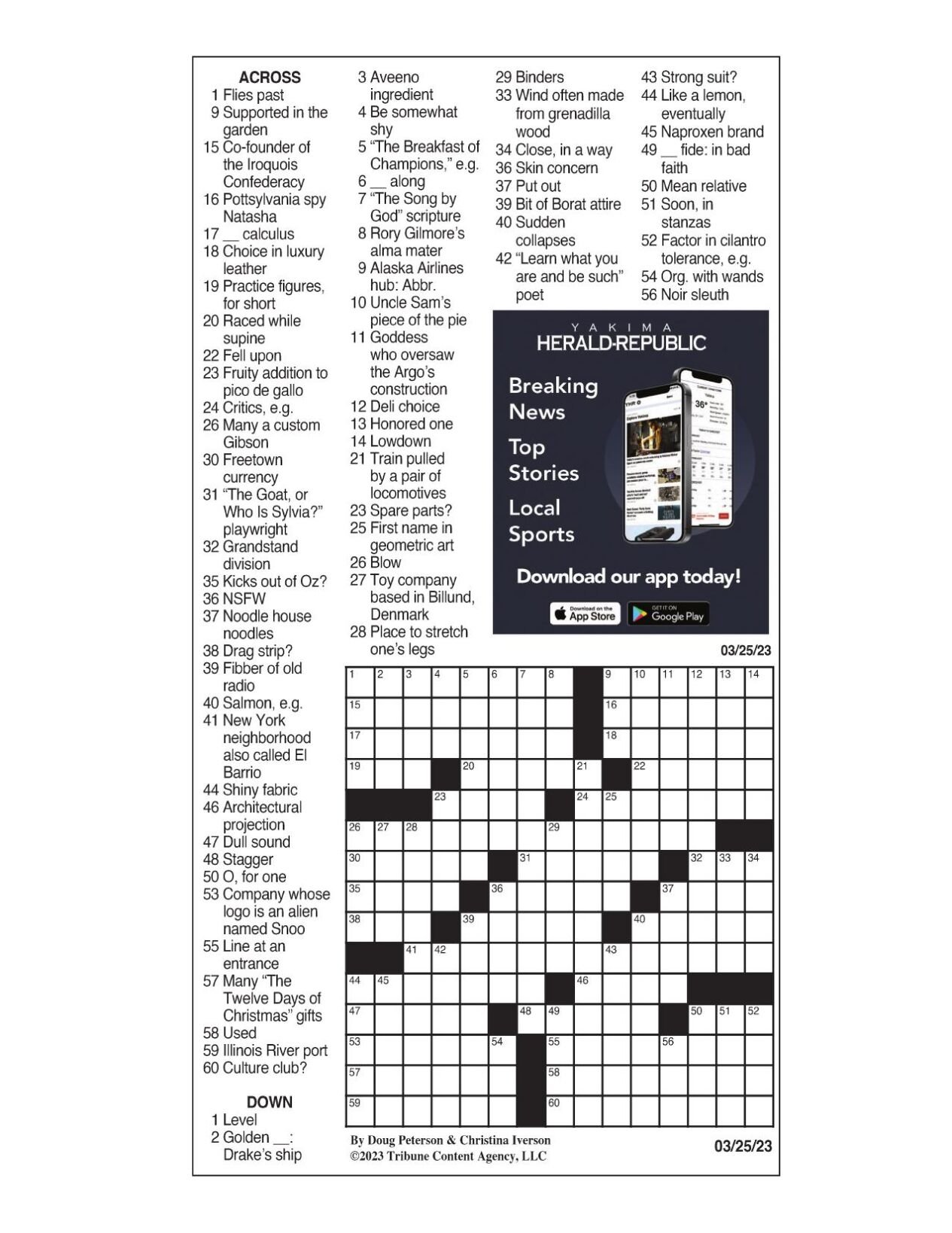 LA Times Crossword March 25, 2023 Crosswords