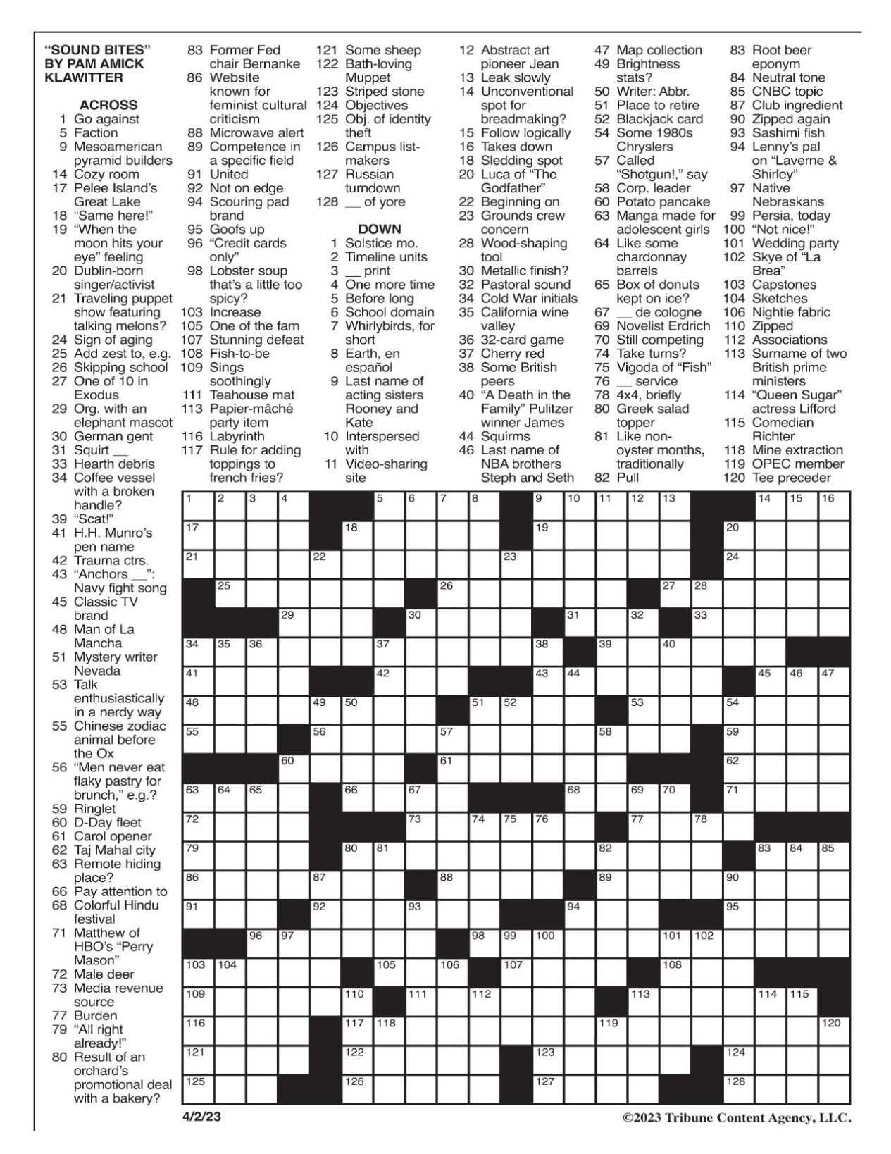 LA Times Crossword April 2, 2023 Crosswords