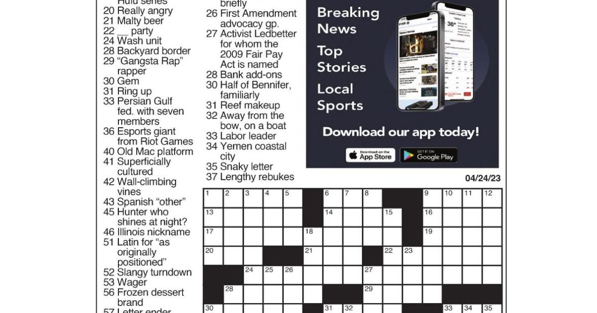 LA Times Crossword April 24 2023 Crosswords Yakimaherald La times crossword april 24 2023 crosswords yakimaherald