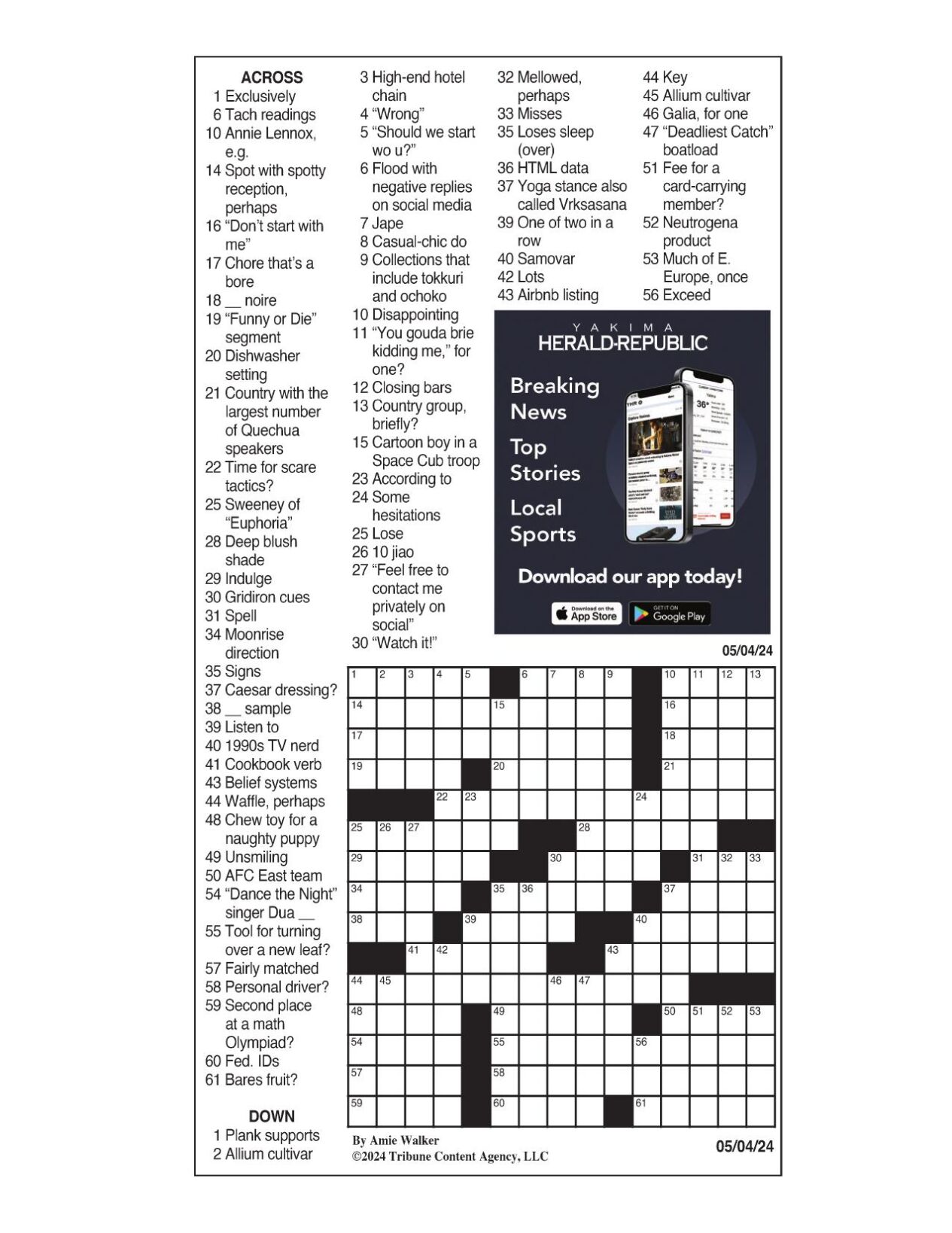 LA Times Crossword May 4, 2024 Crosswords