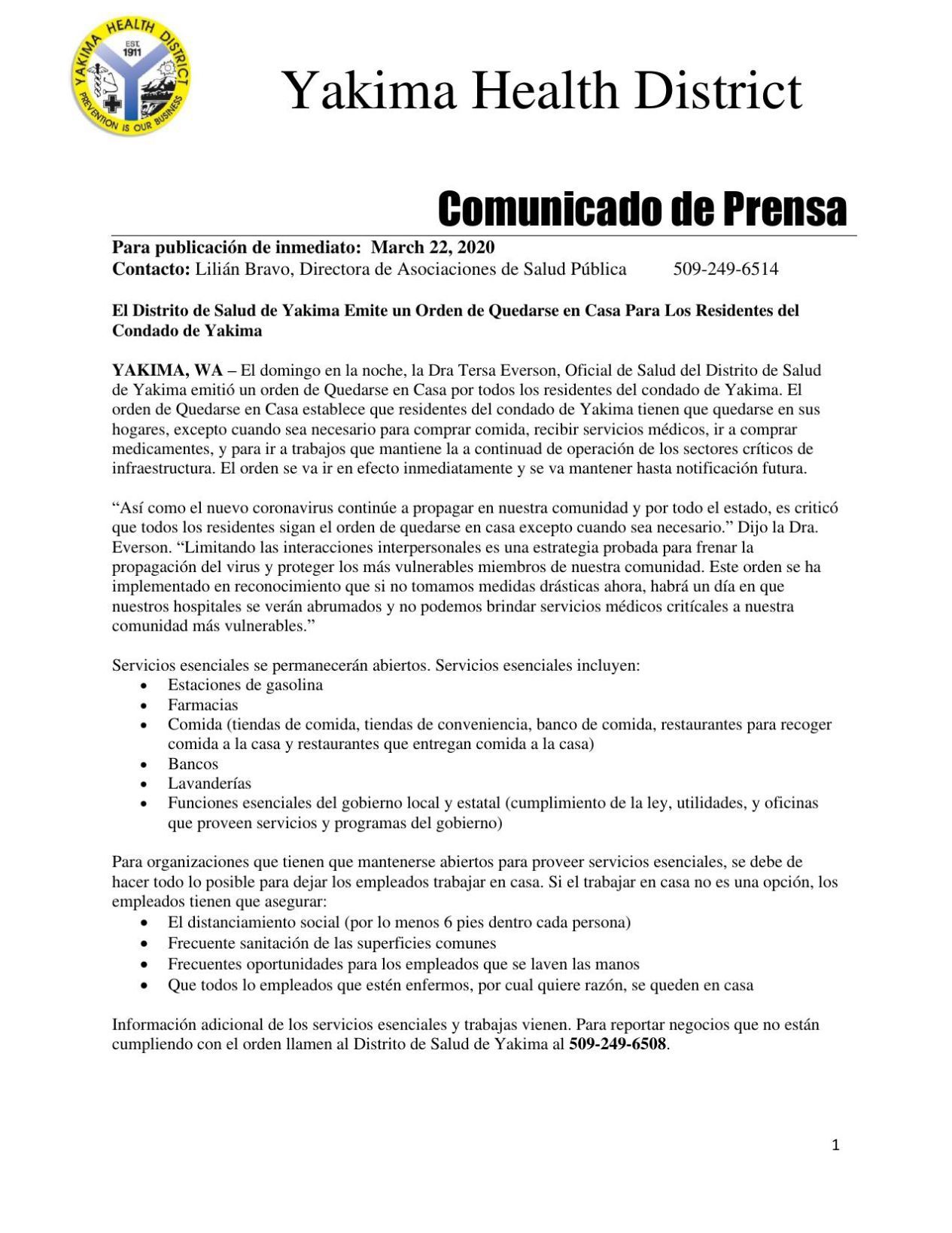 Stay-at-home order (Spanish) | | yakimaherald.com