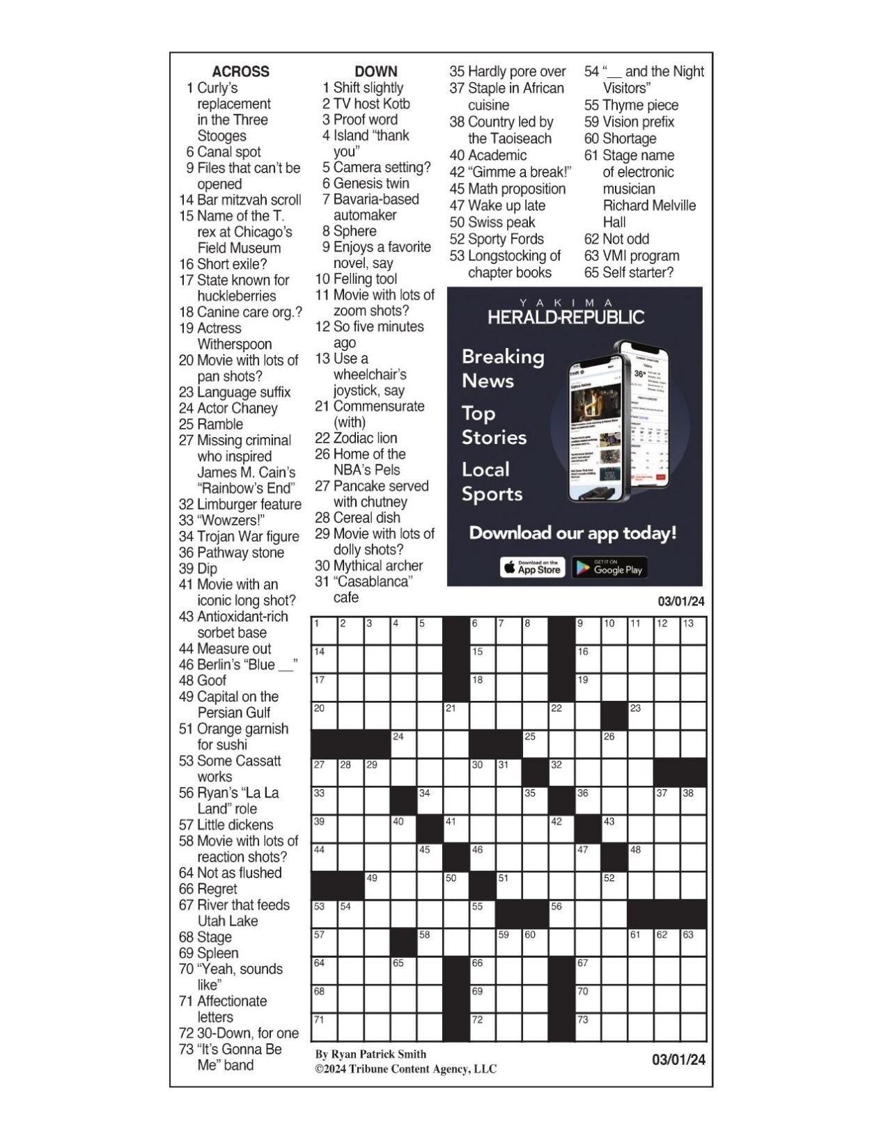 LA Times Crossword March 1, 2024 Crosswords