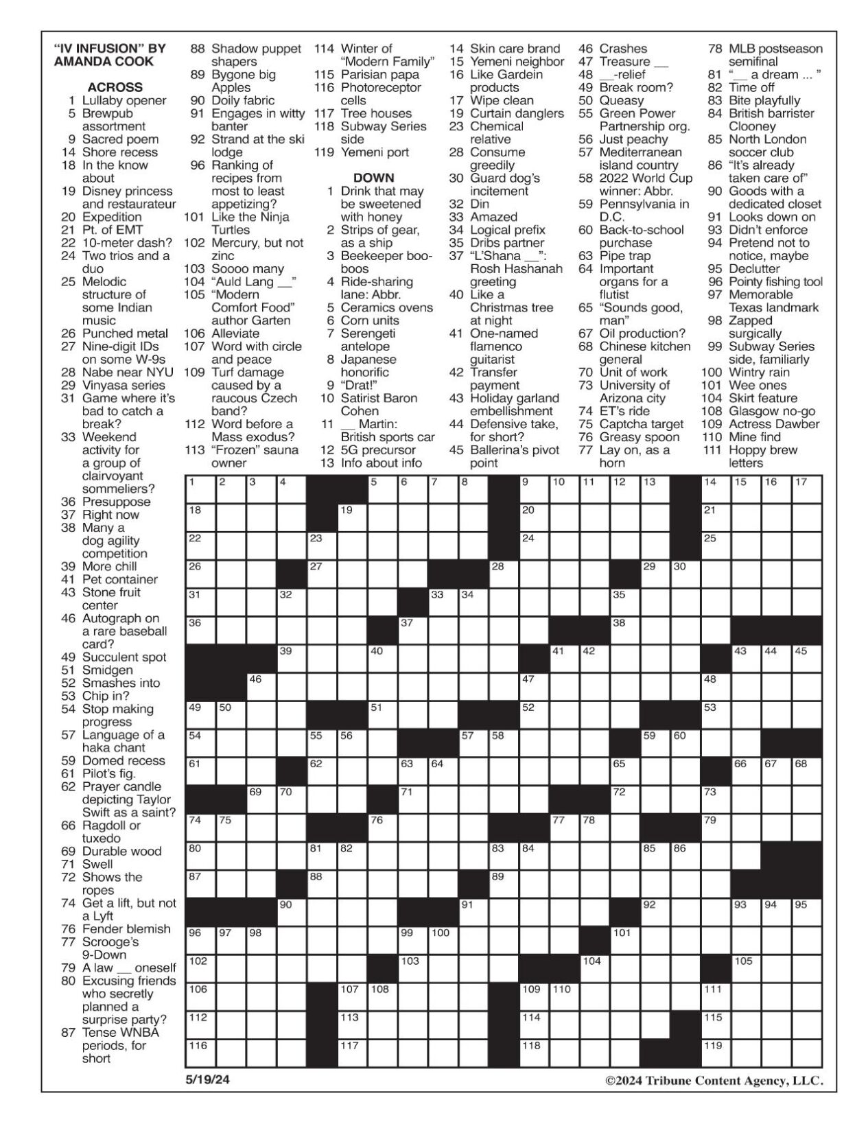 LA Times Crossword May 19, 2024 Crosswords