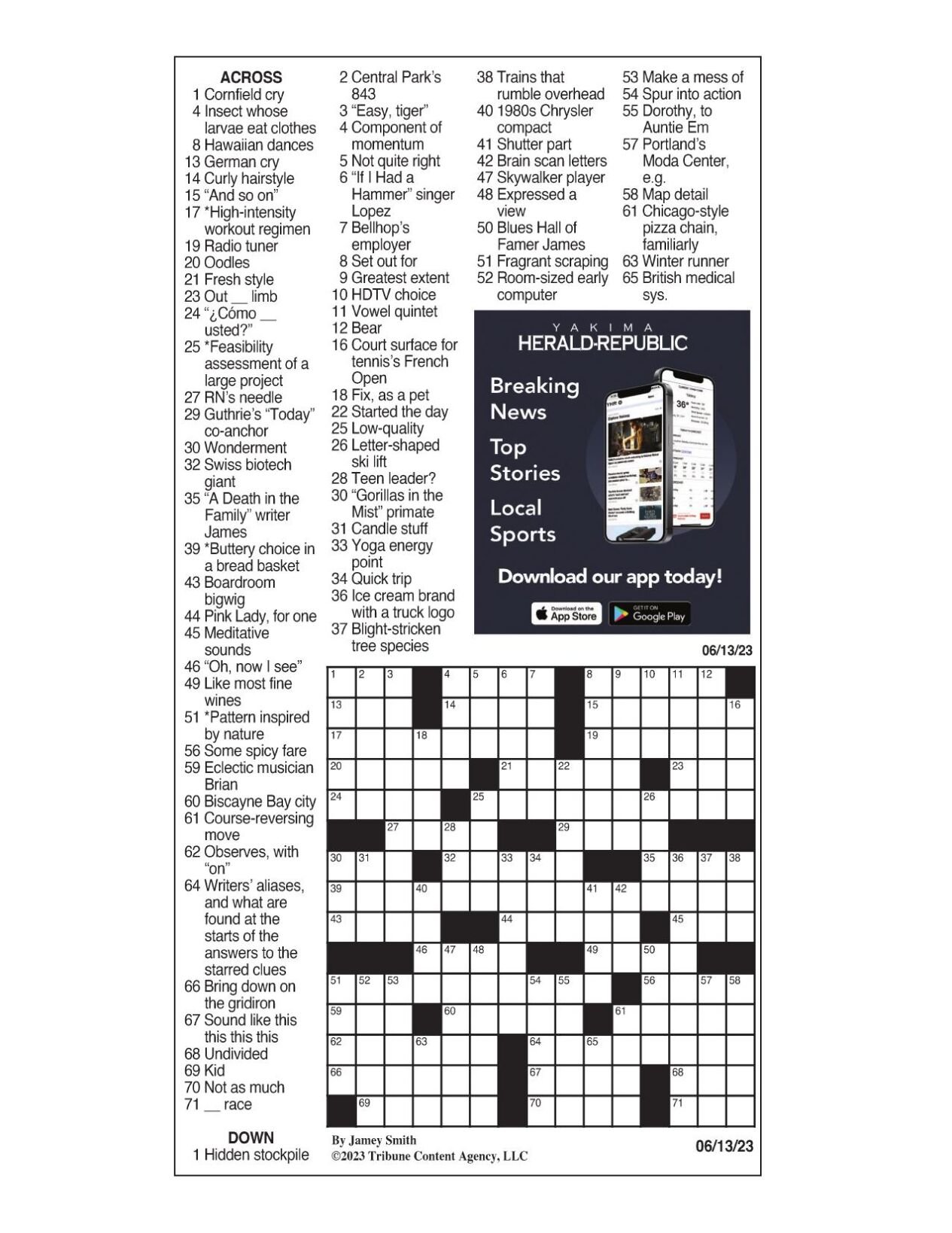 Crossword April 13, Puzzles