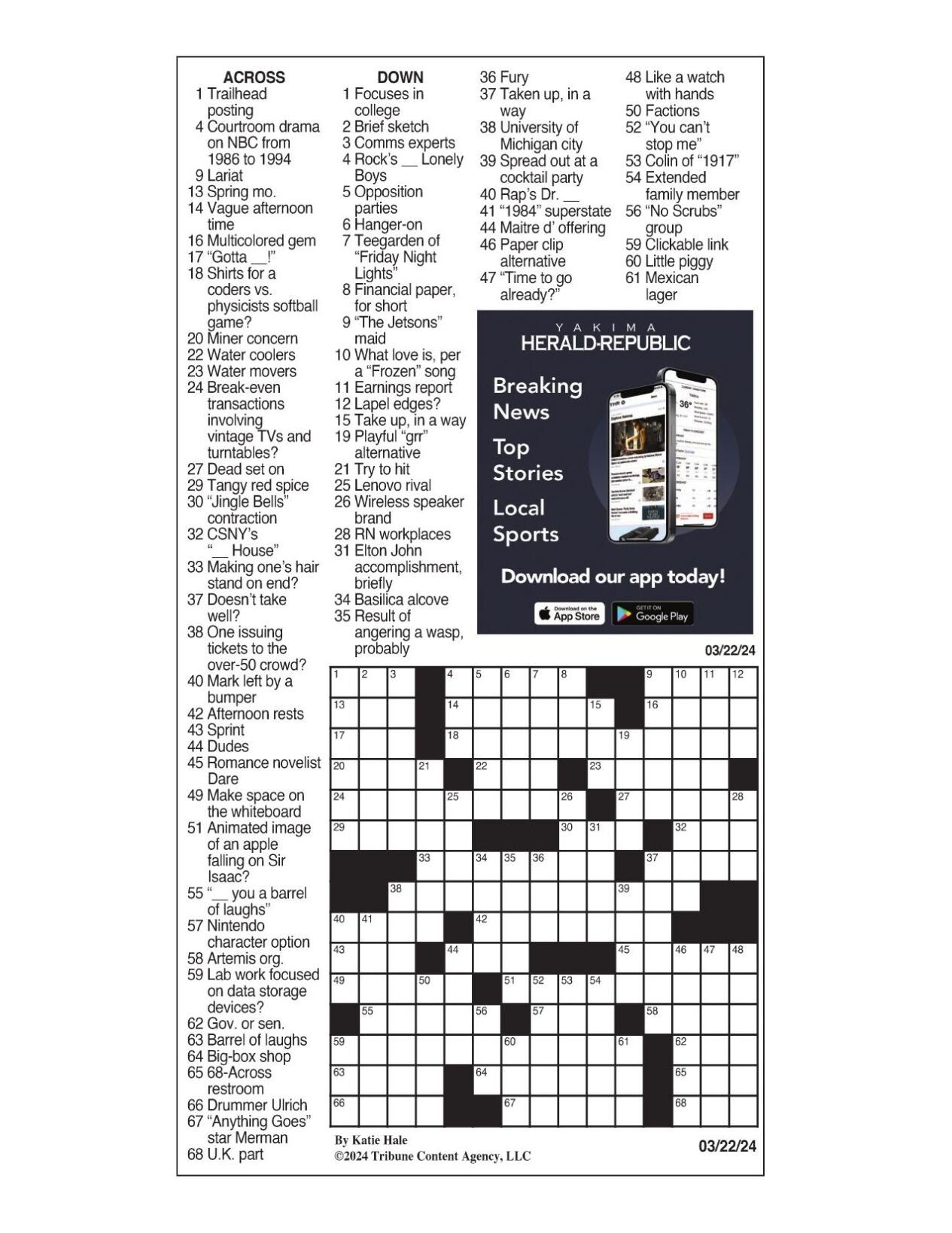 LA Times Crossword March 22, 2024 Crosswords