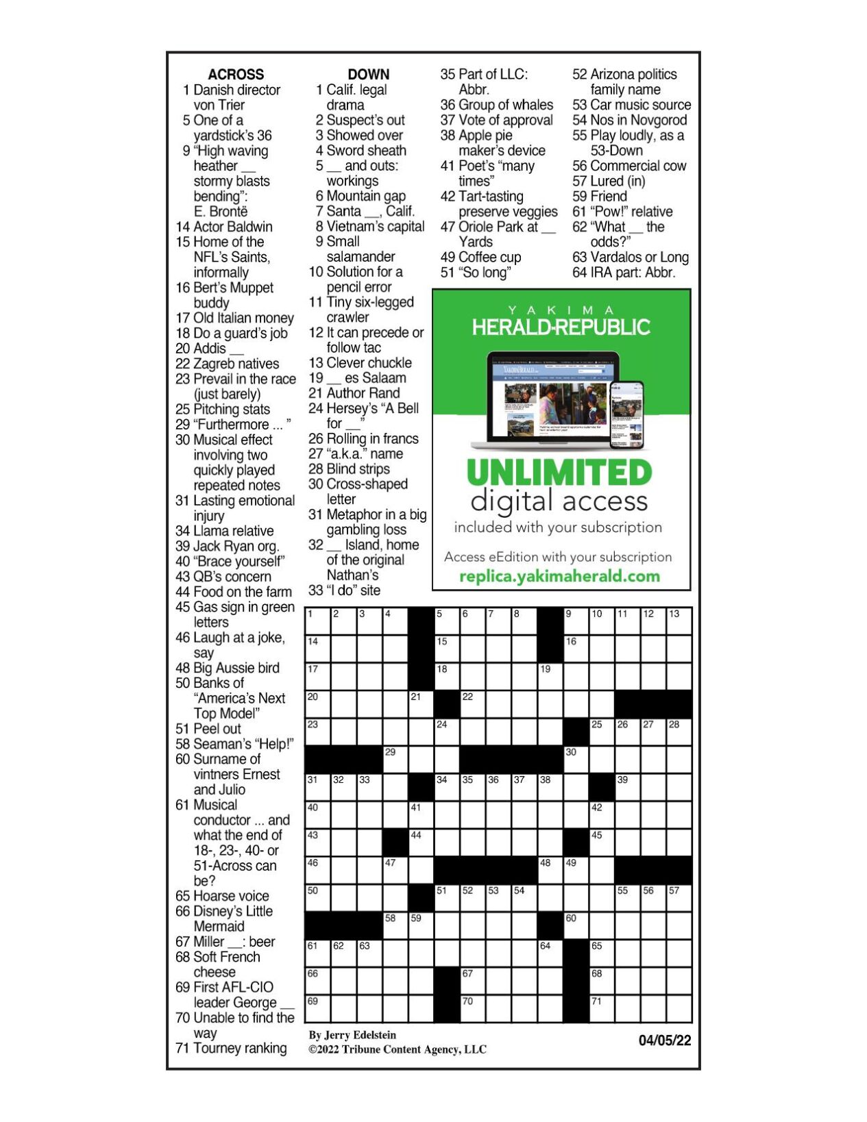 LA Times Crossword April 5, 2022 Crosswords