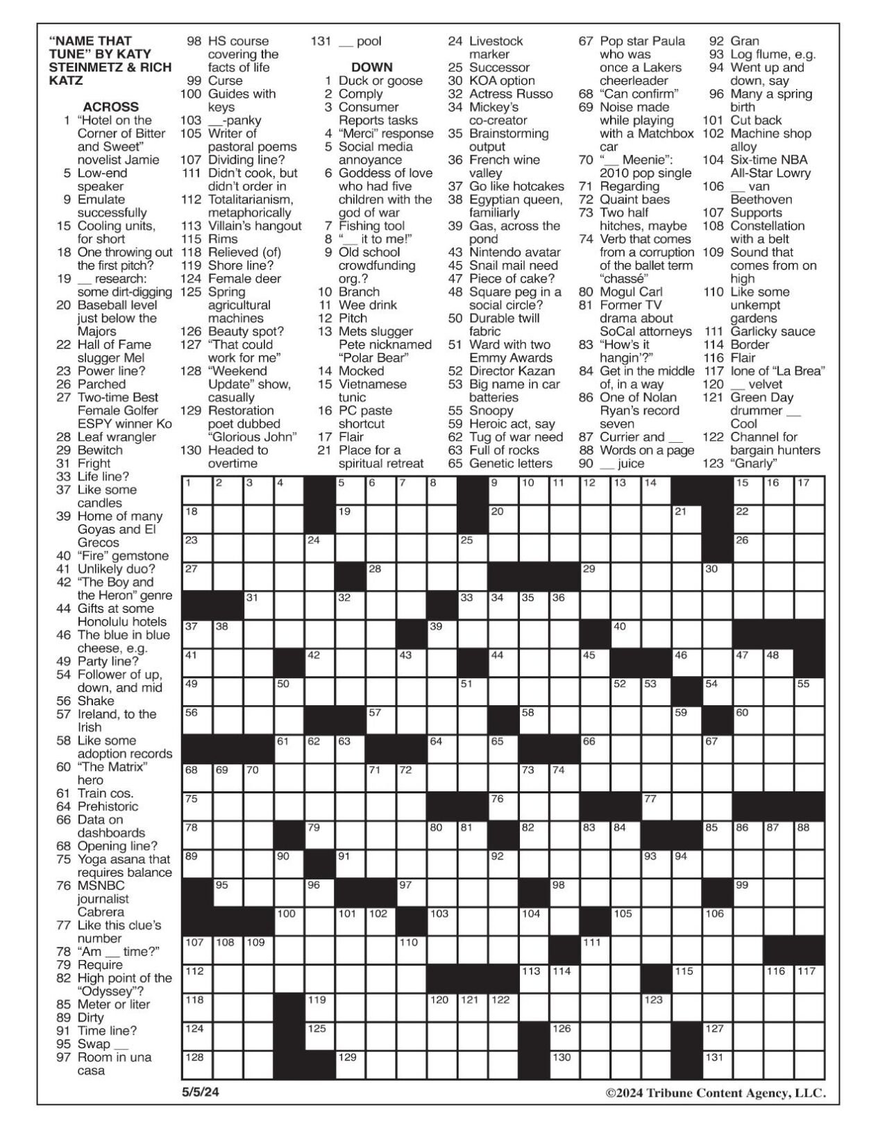 LA Times Crossword May 5, 2024 Crosswords