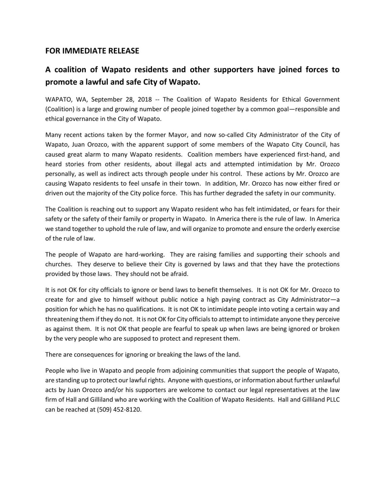 Wapato residents news release | | yakimaherald.com