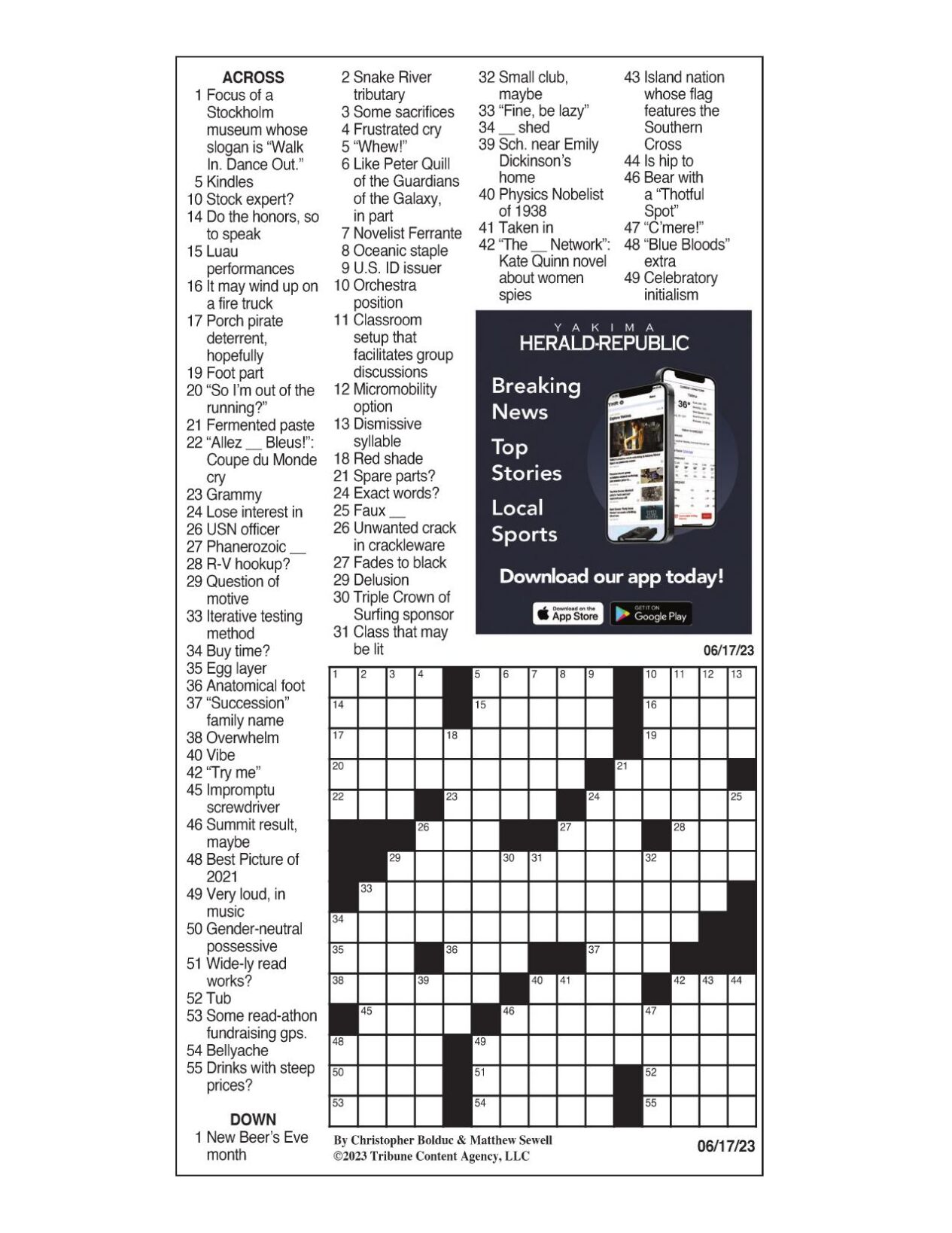 LA Times Crossword: June 17, 2023 | Crosswords | yakimaherald.com