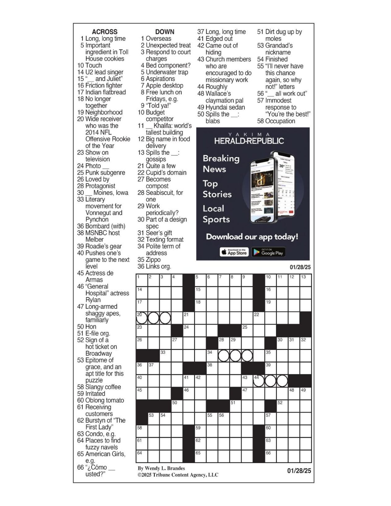 LA Times Crossword: Jan. 28, 2025 | Crosswords | yakimaherald.com la-times-crossword-jan-28-2025-crosswords-yakimaherald-com
