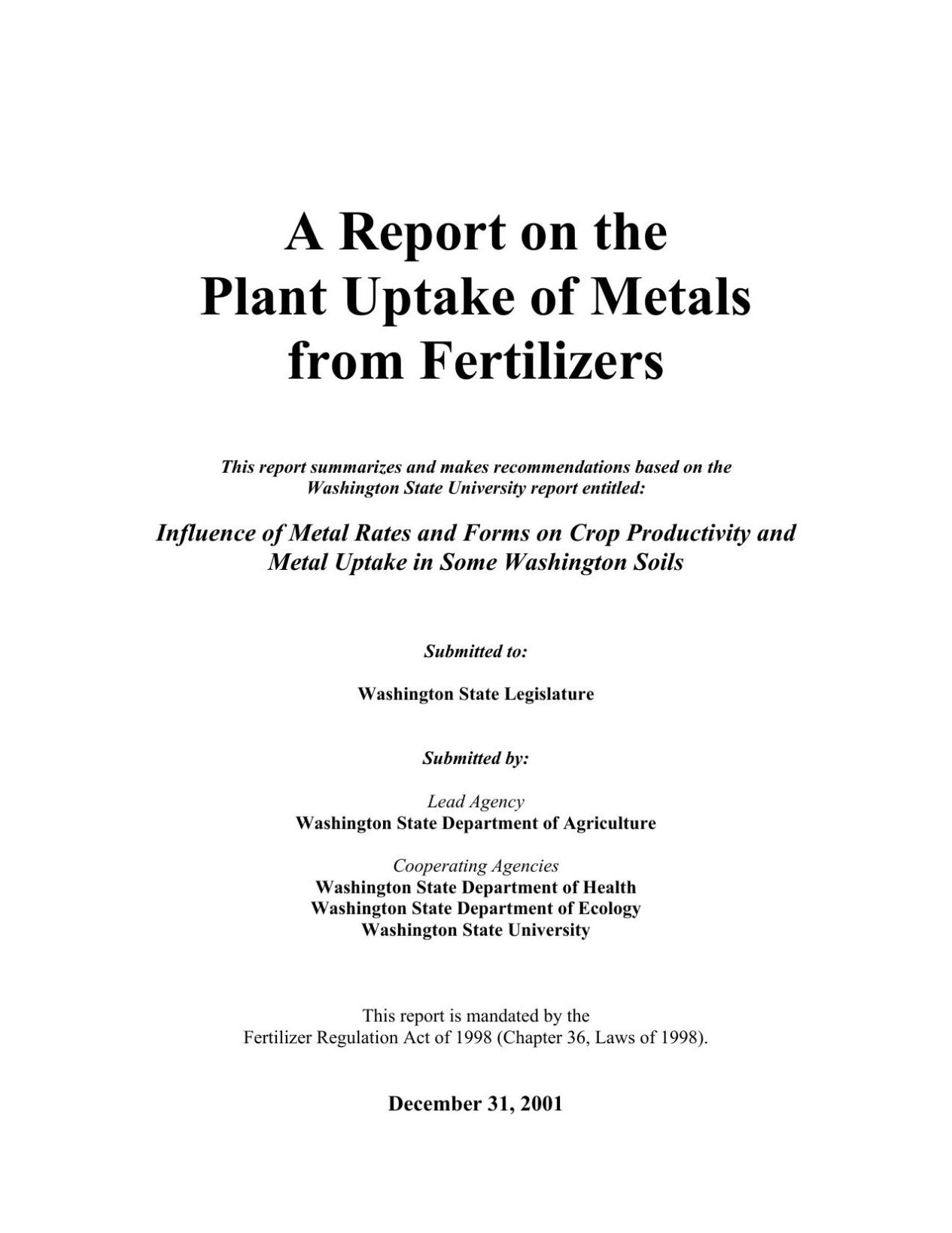 Plant uptake of metals