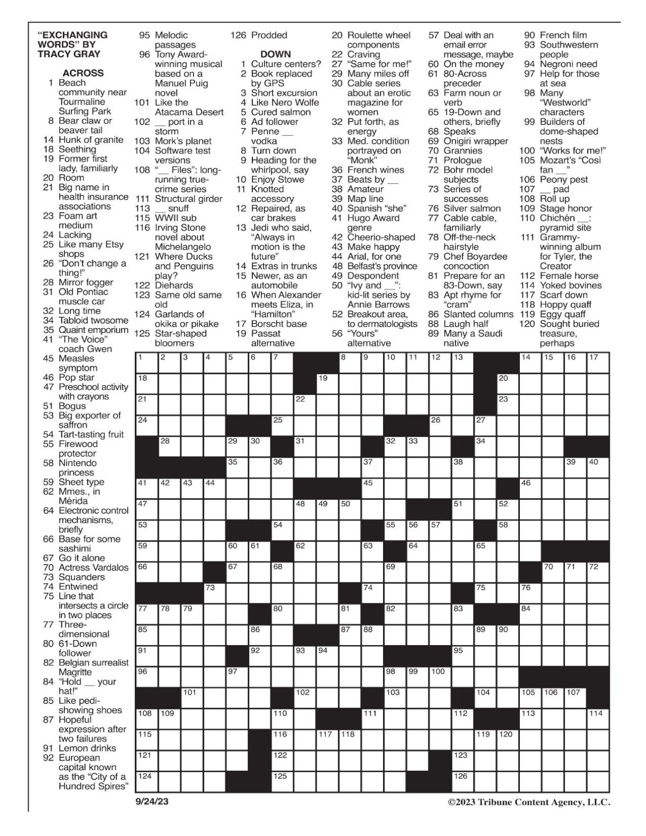 LA Times Crossword Answers Sunday April 23rd 2023