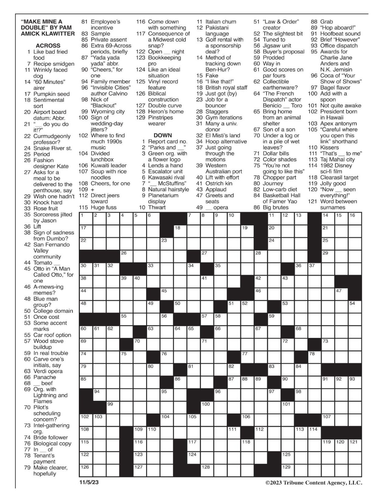 LA Times Crossword 5 May 23, Friday 