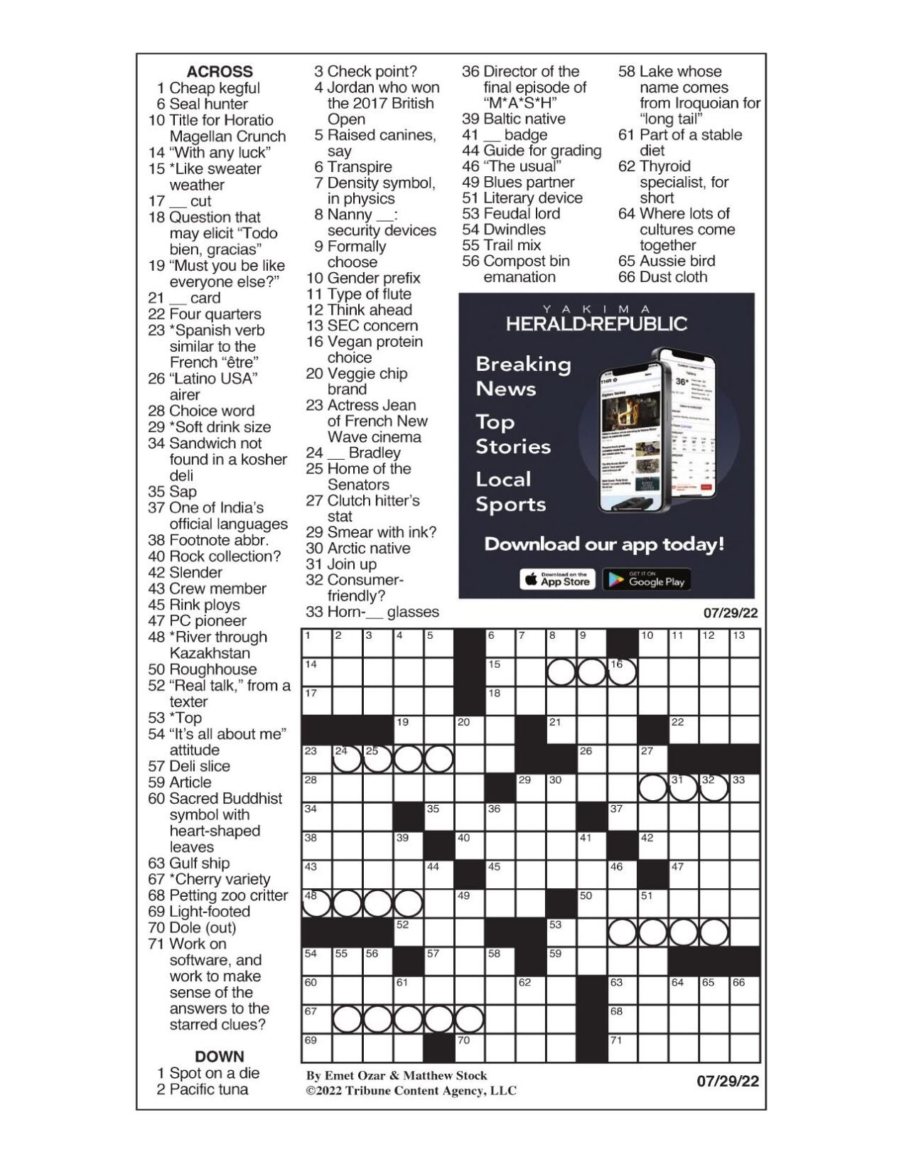 LA Times Crossword July 29, 2022 Crosswords