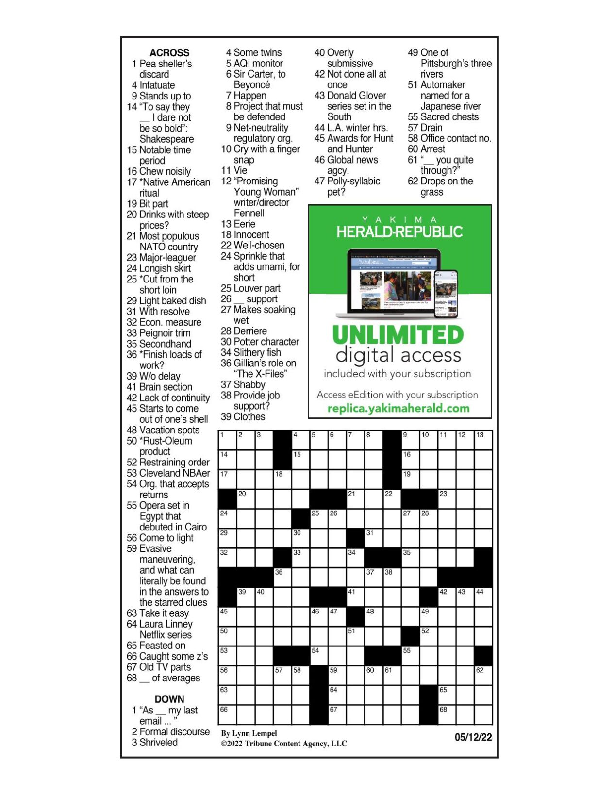 LA Times Crossword: May 22, 2022, Crosswords